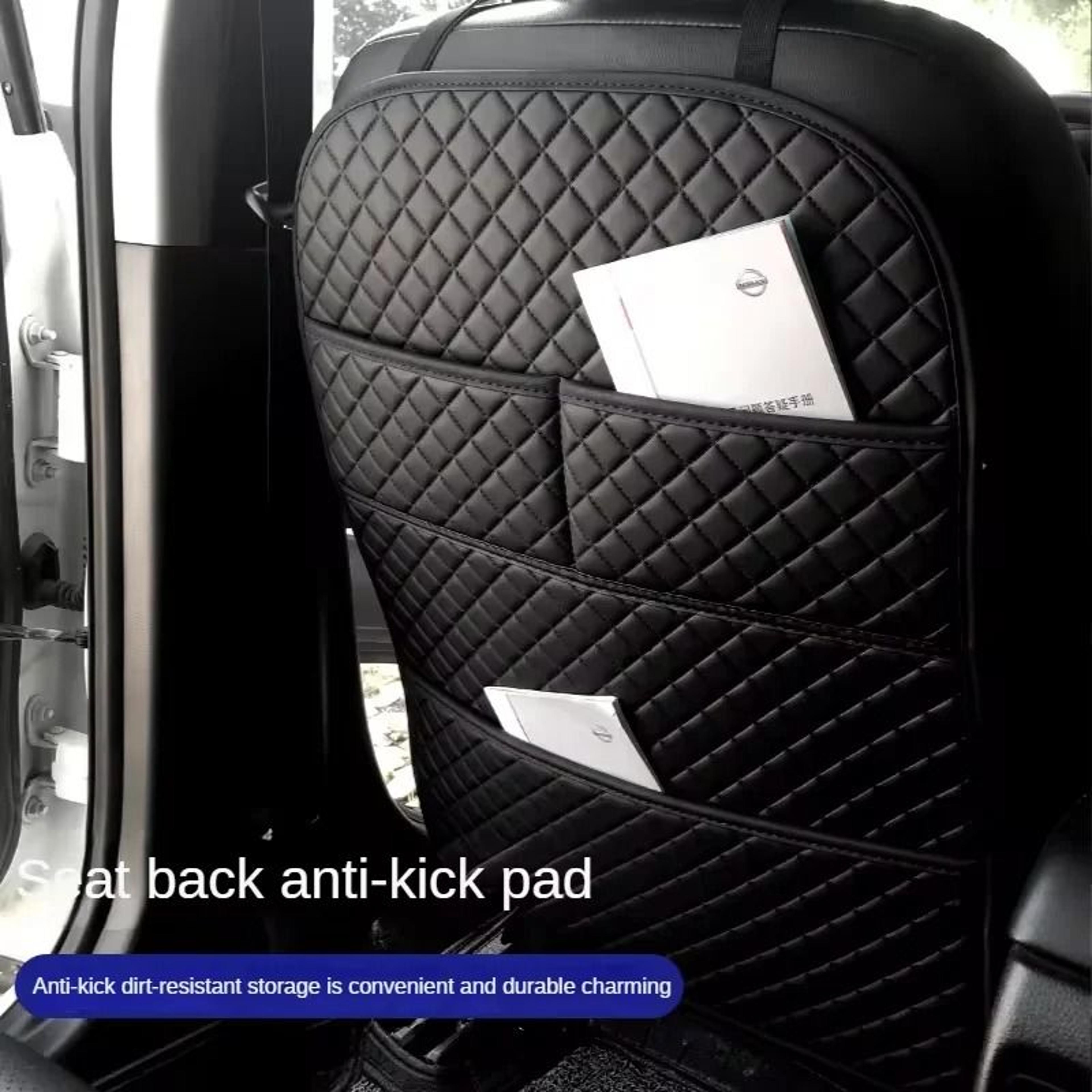 car anti-kick pad – premium pu leather seat back protector
