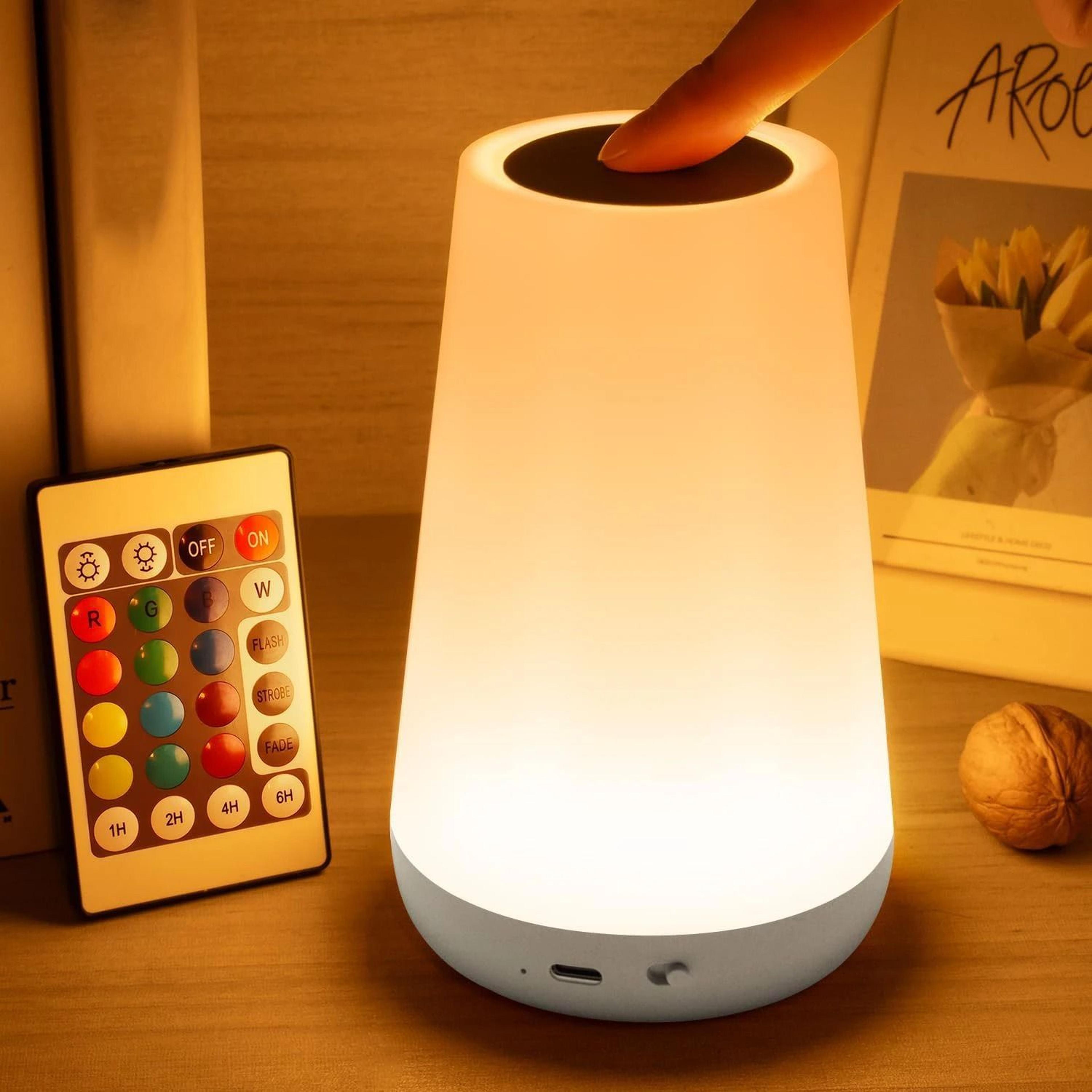 13 color changing night light – portable rgb bedside lamp