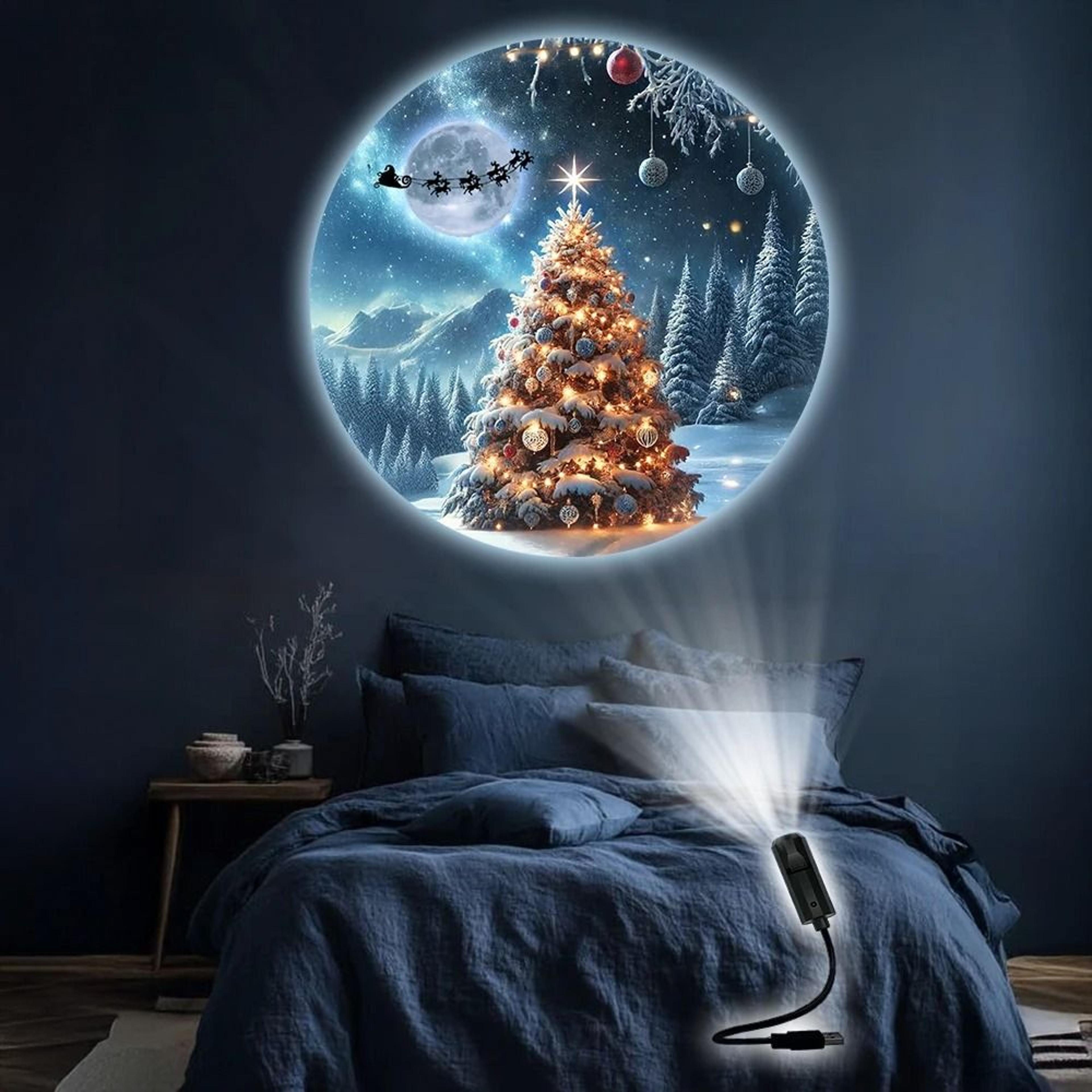 christmas tree star projection led night light