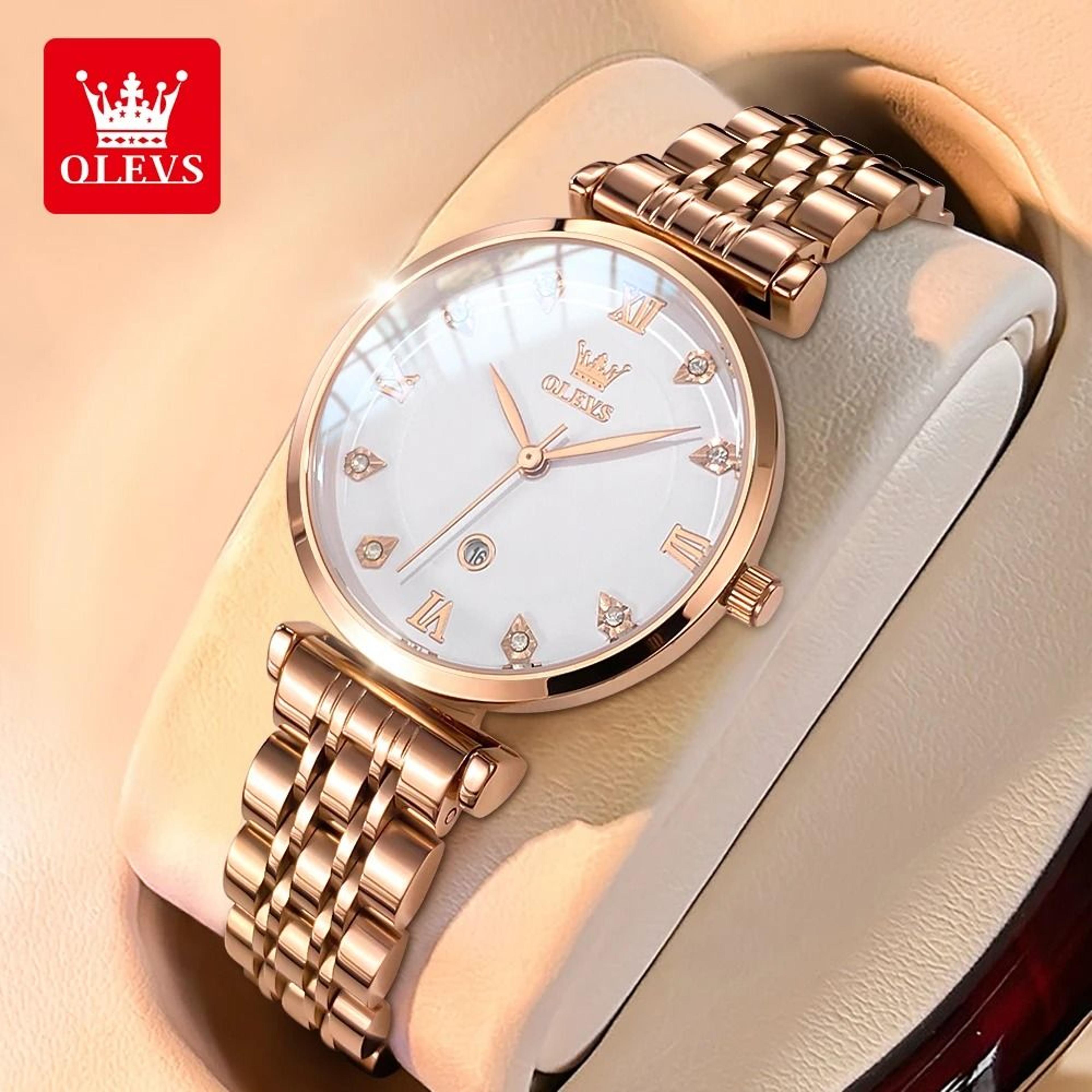 fashion ladies rose quartz wristwatch