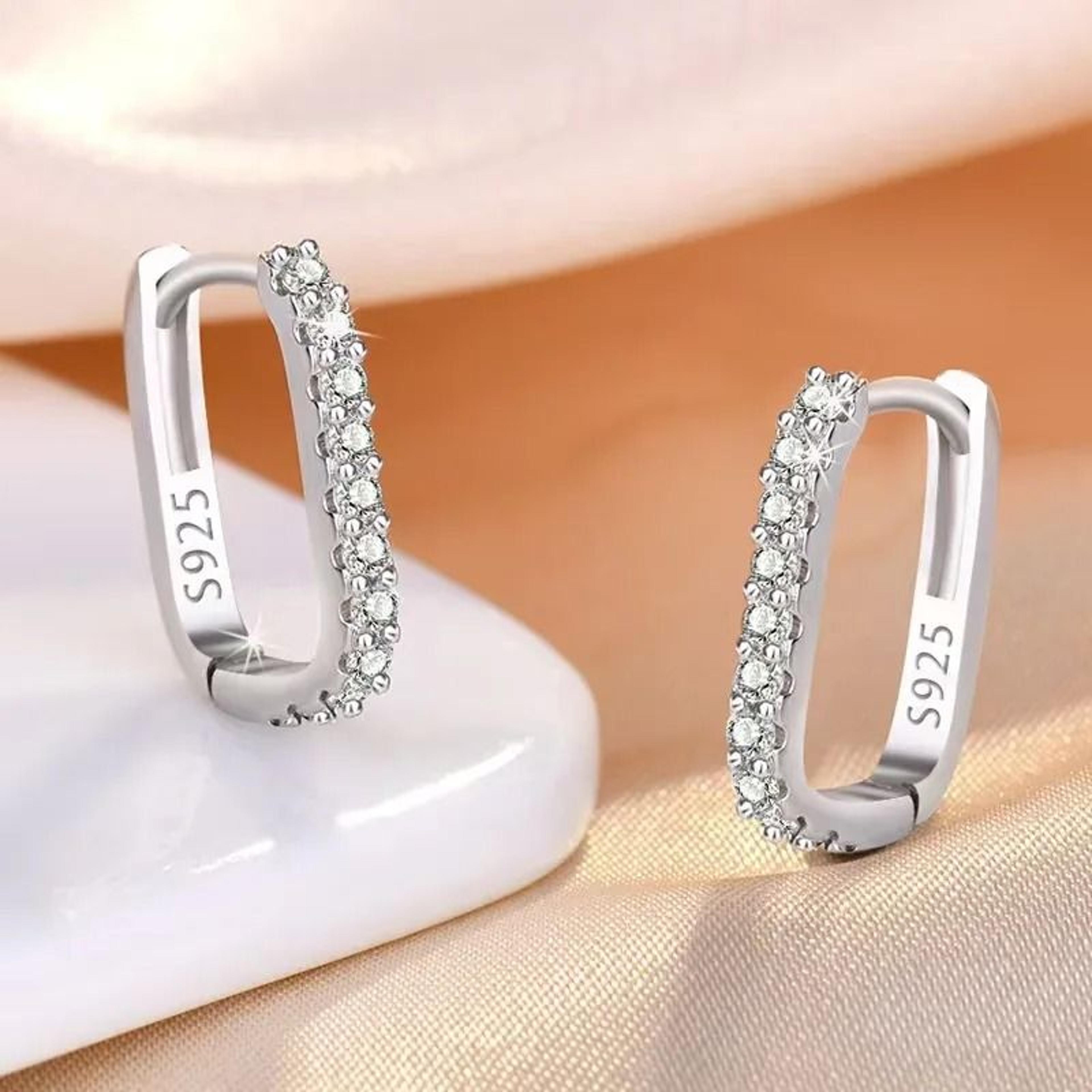 925 sterling silver crystal circle hoop earrings