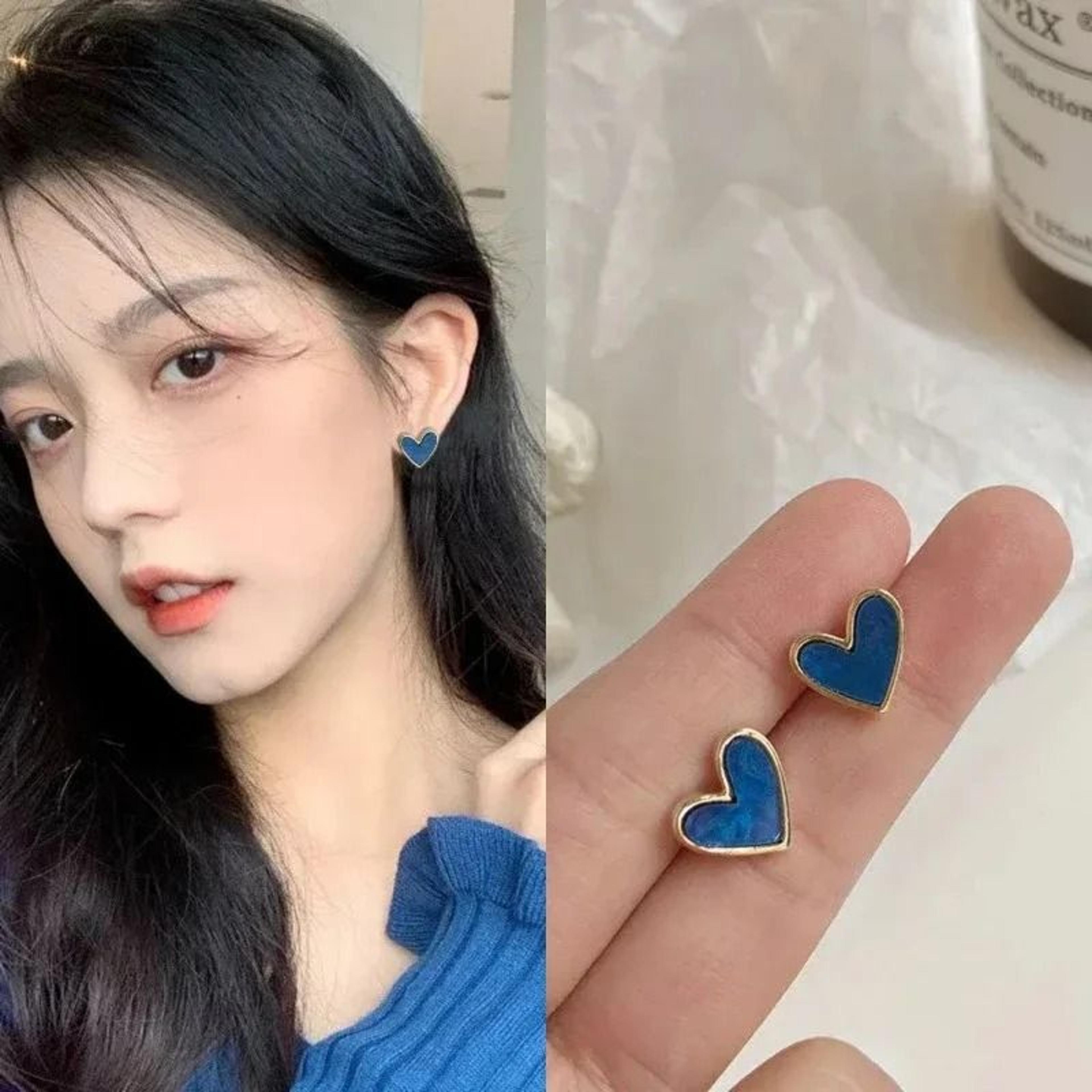 cute heart bling zircon vintage earrings
