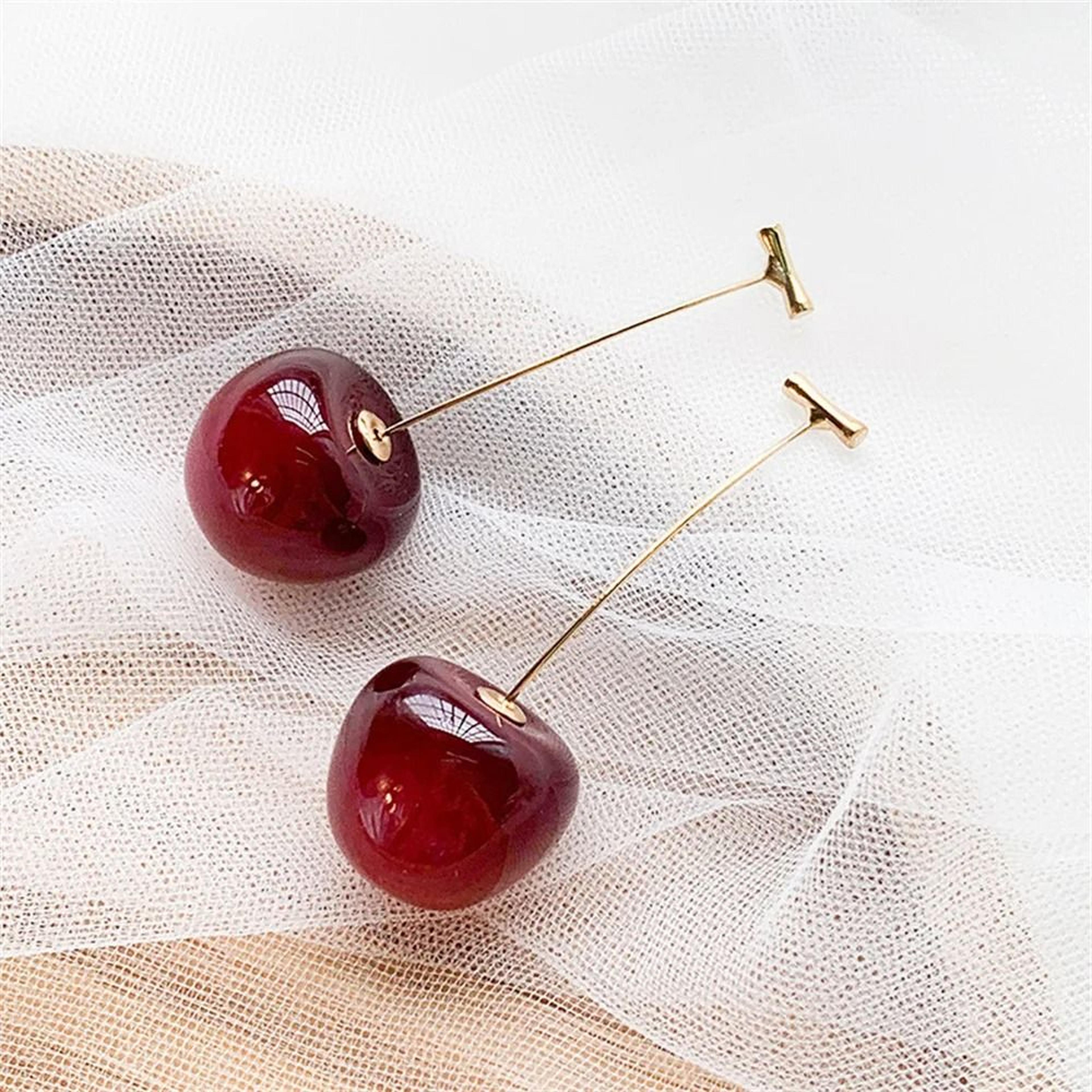 cute cherry fruit acrylic earrings