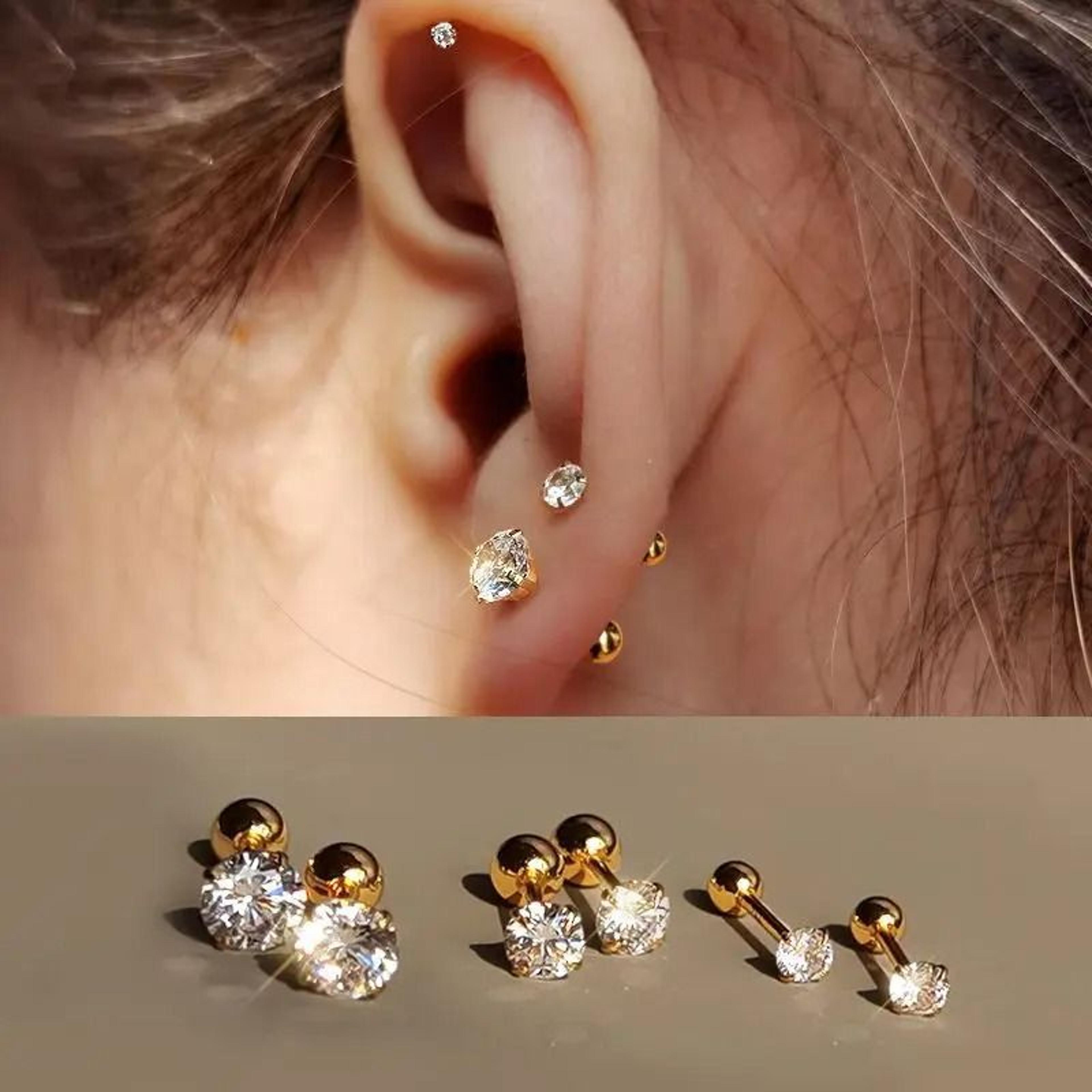 3-pair classic cubic zirconia screw-back stud set