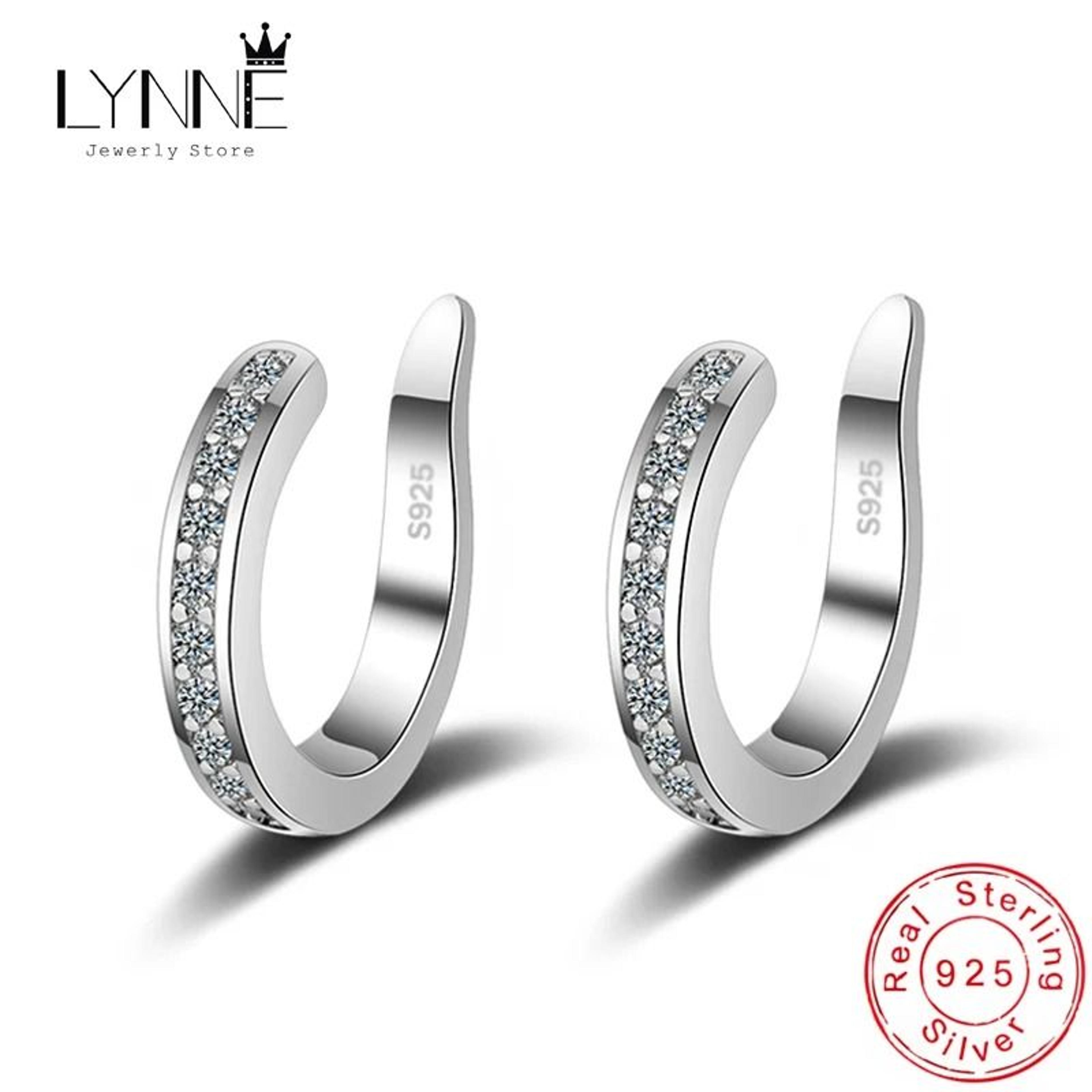 925 sterling silver zircon c-shape ear cuff