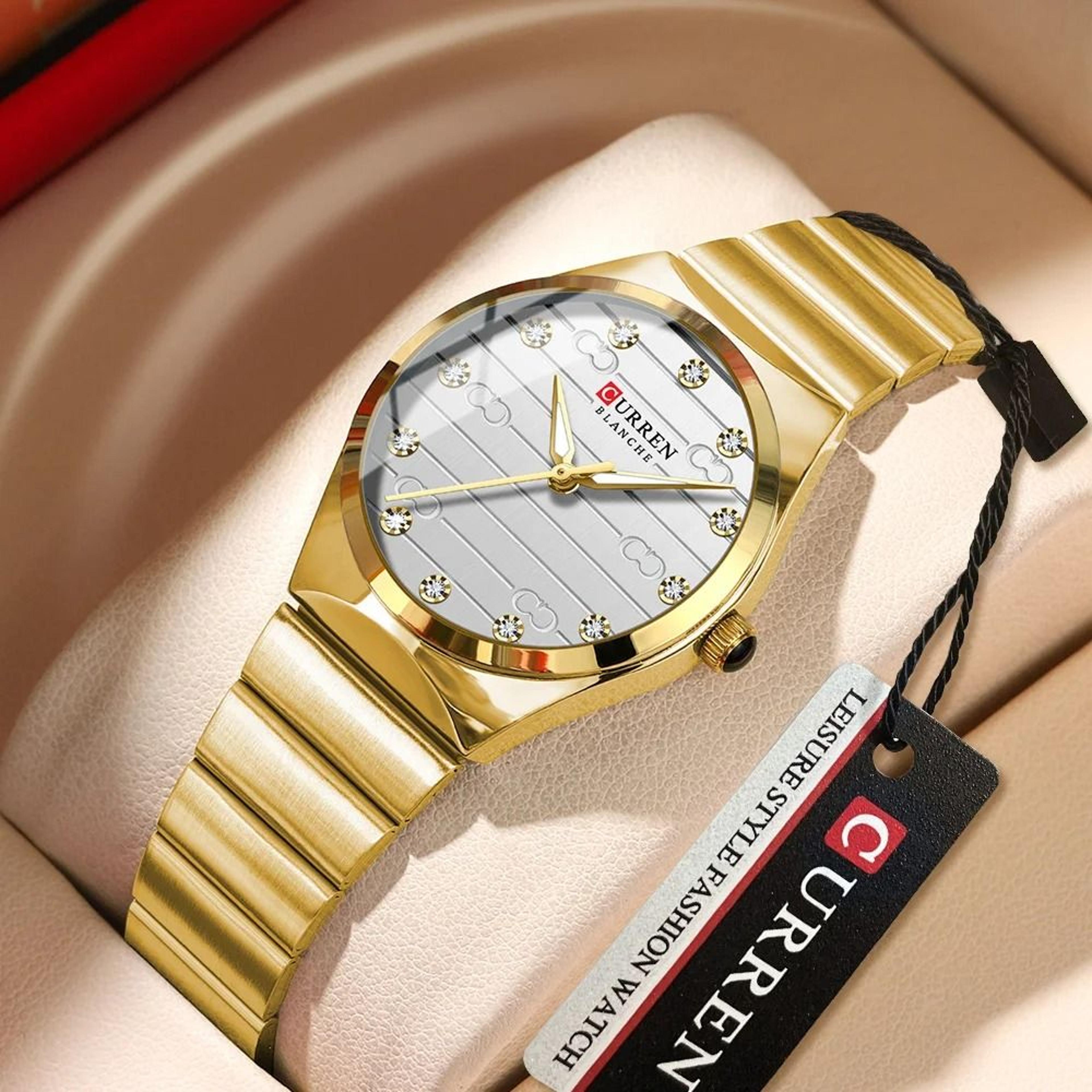 executive stainless steel business watch – luxury classic round dial quartz timepiece for women