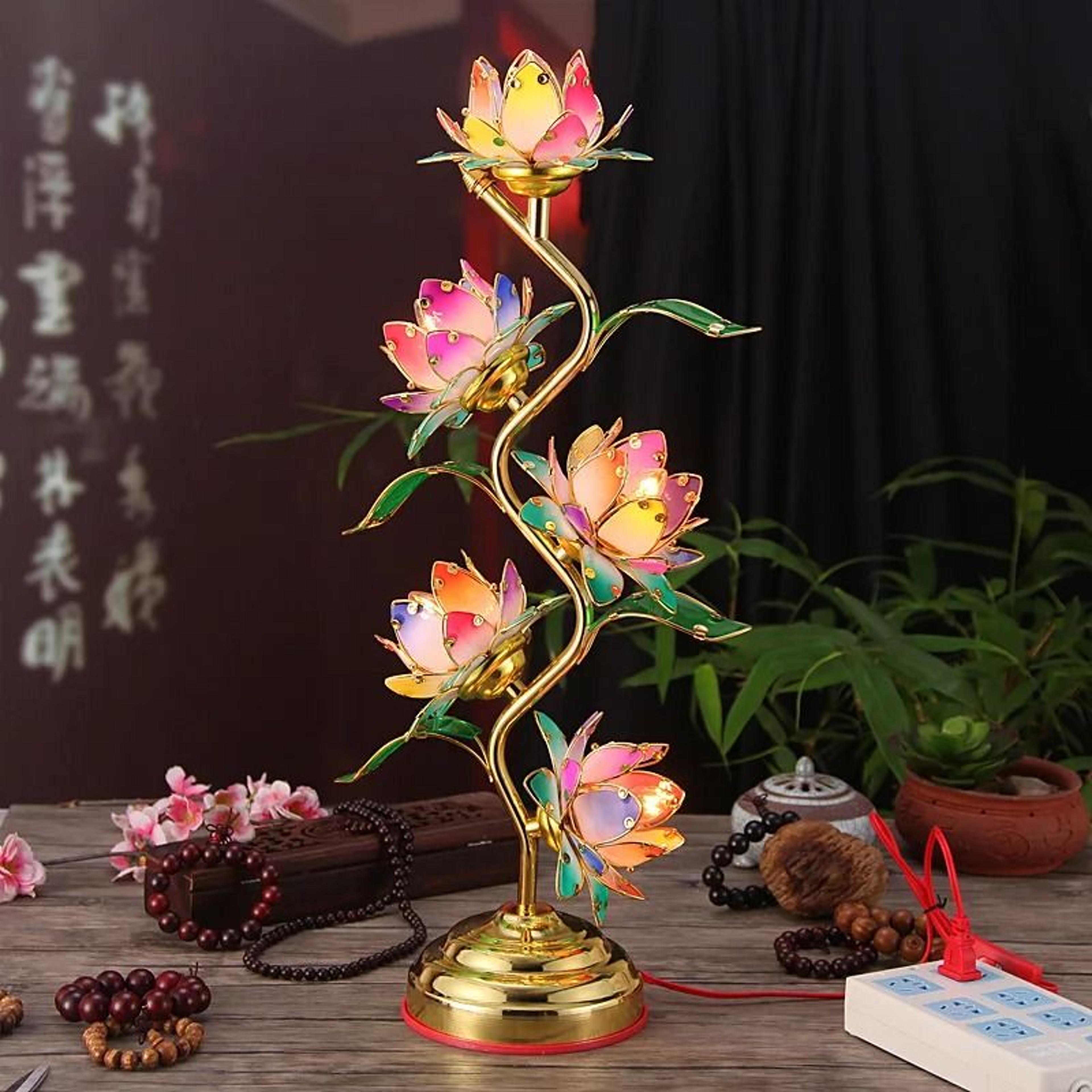 colorful s-shaped lotus lamp