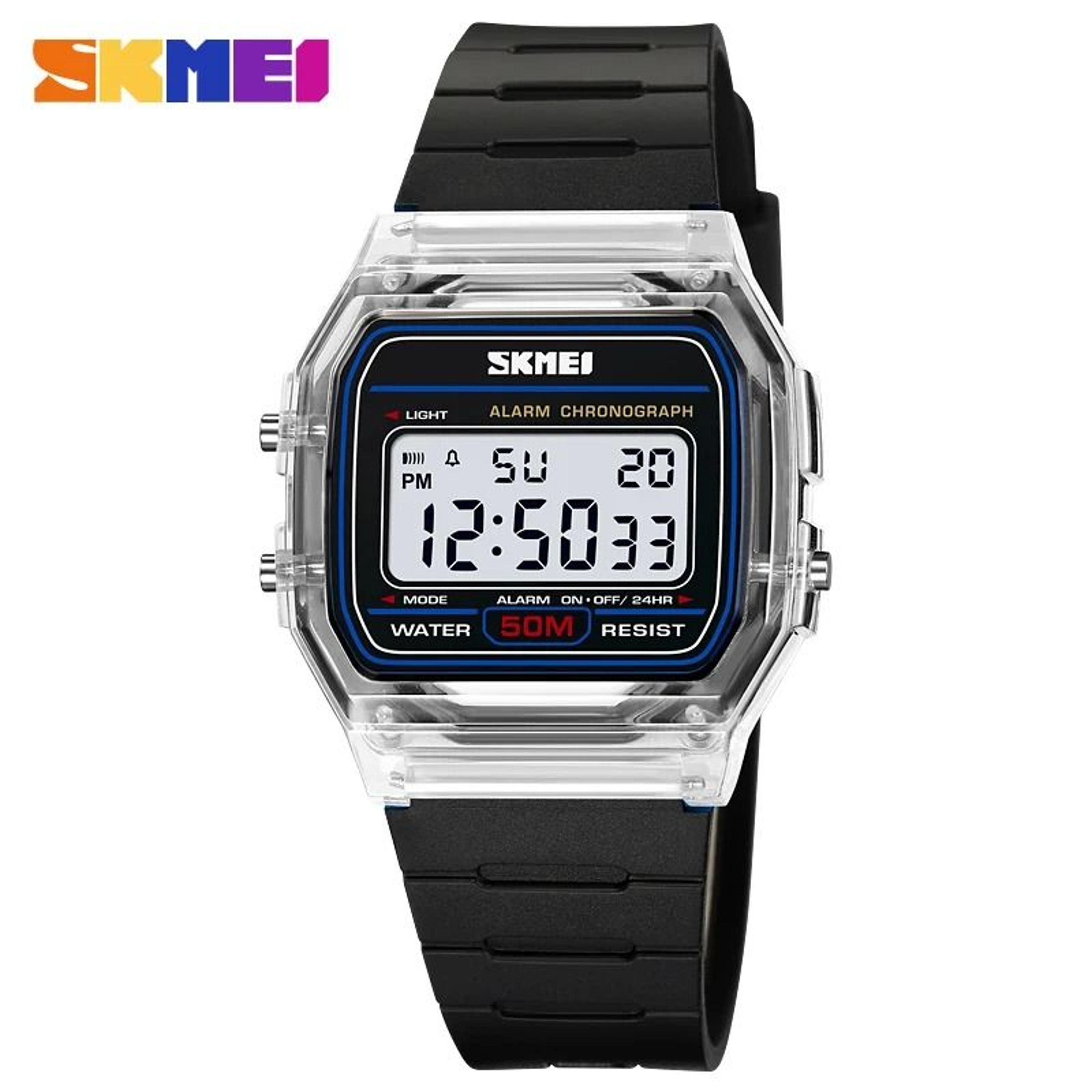 retro square digital sports watch