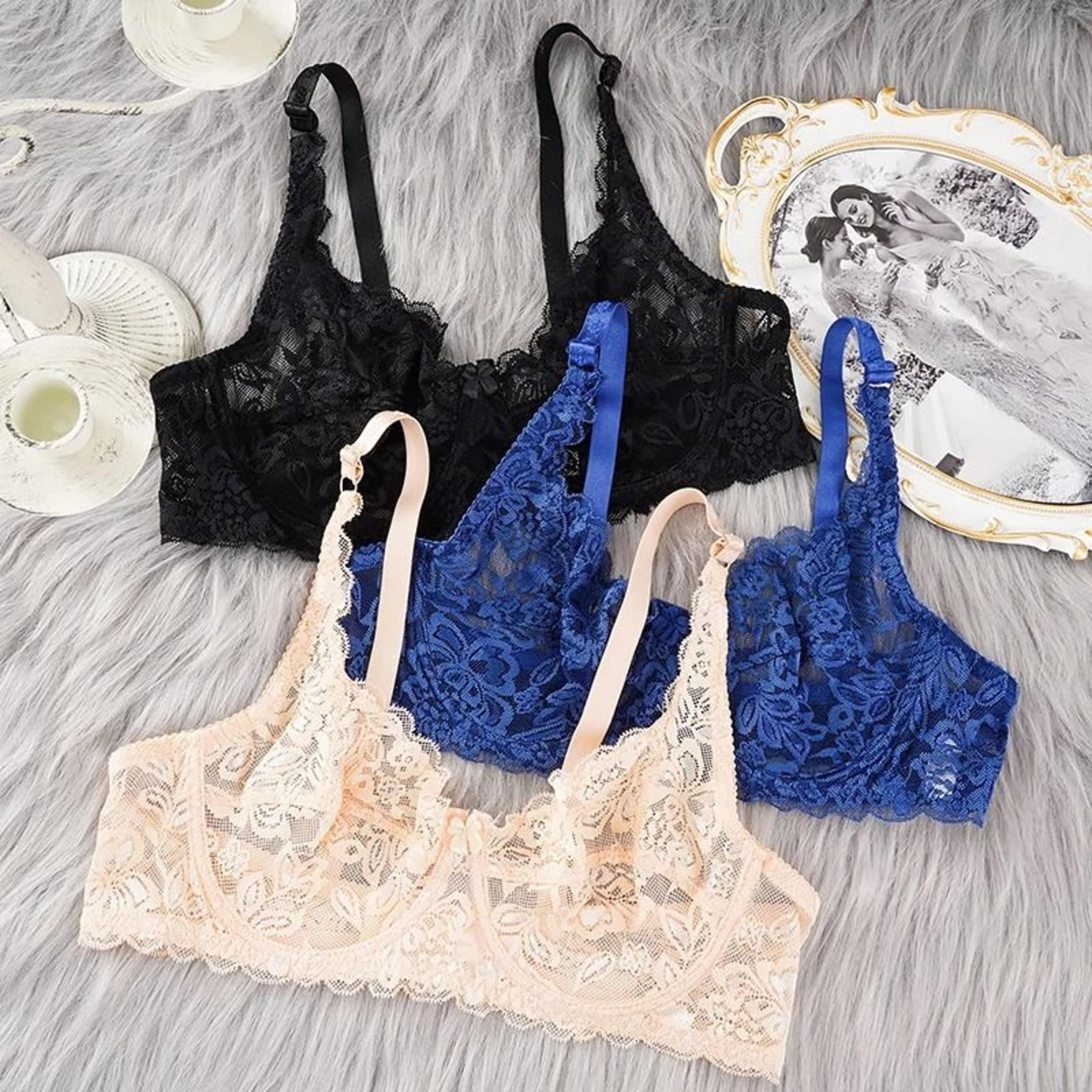plus size embroidery lace push-up bra