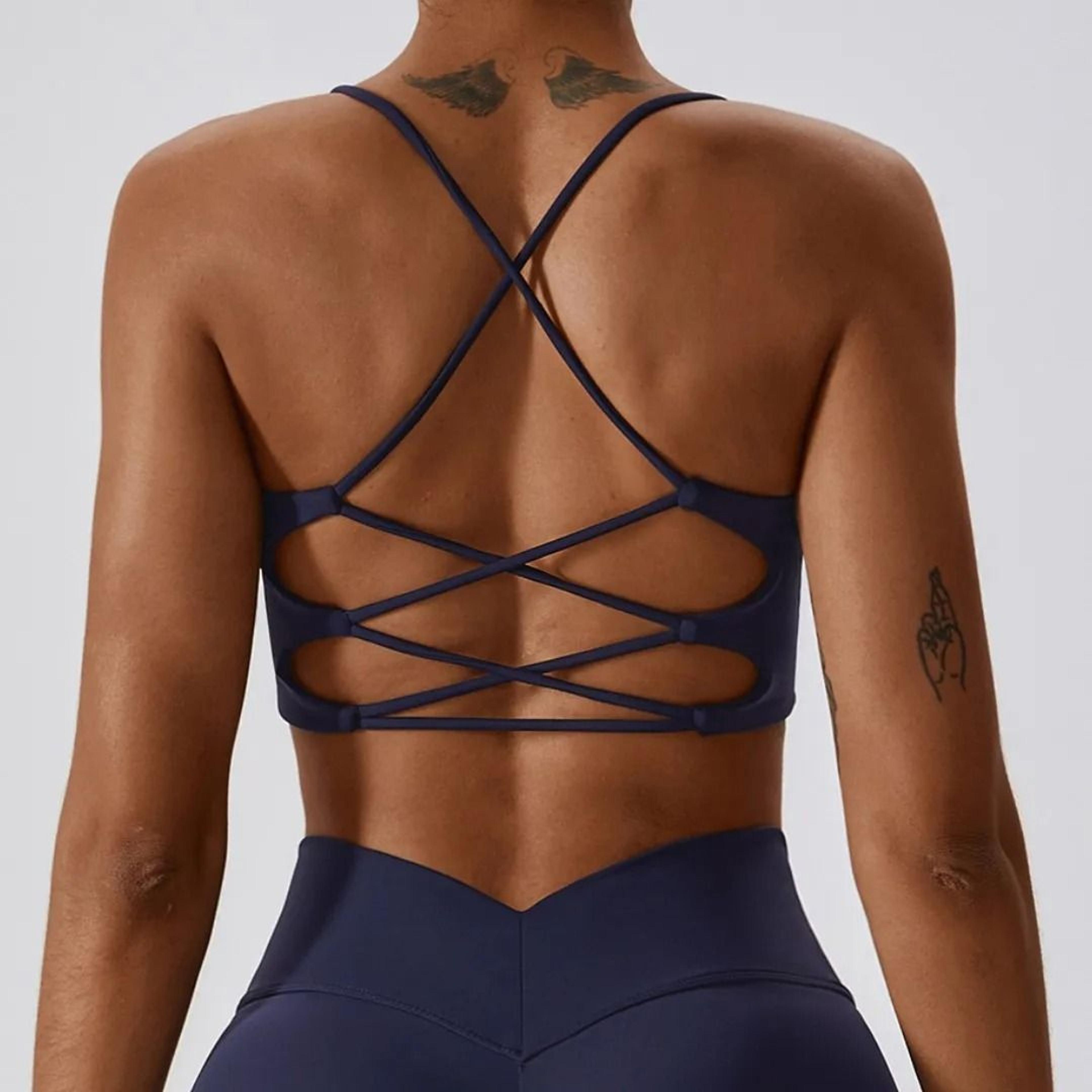 u-neck cross-back athletic sports bra