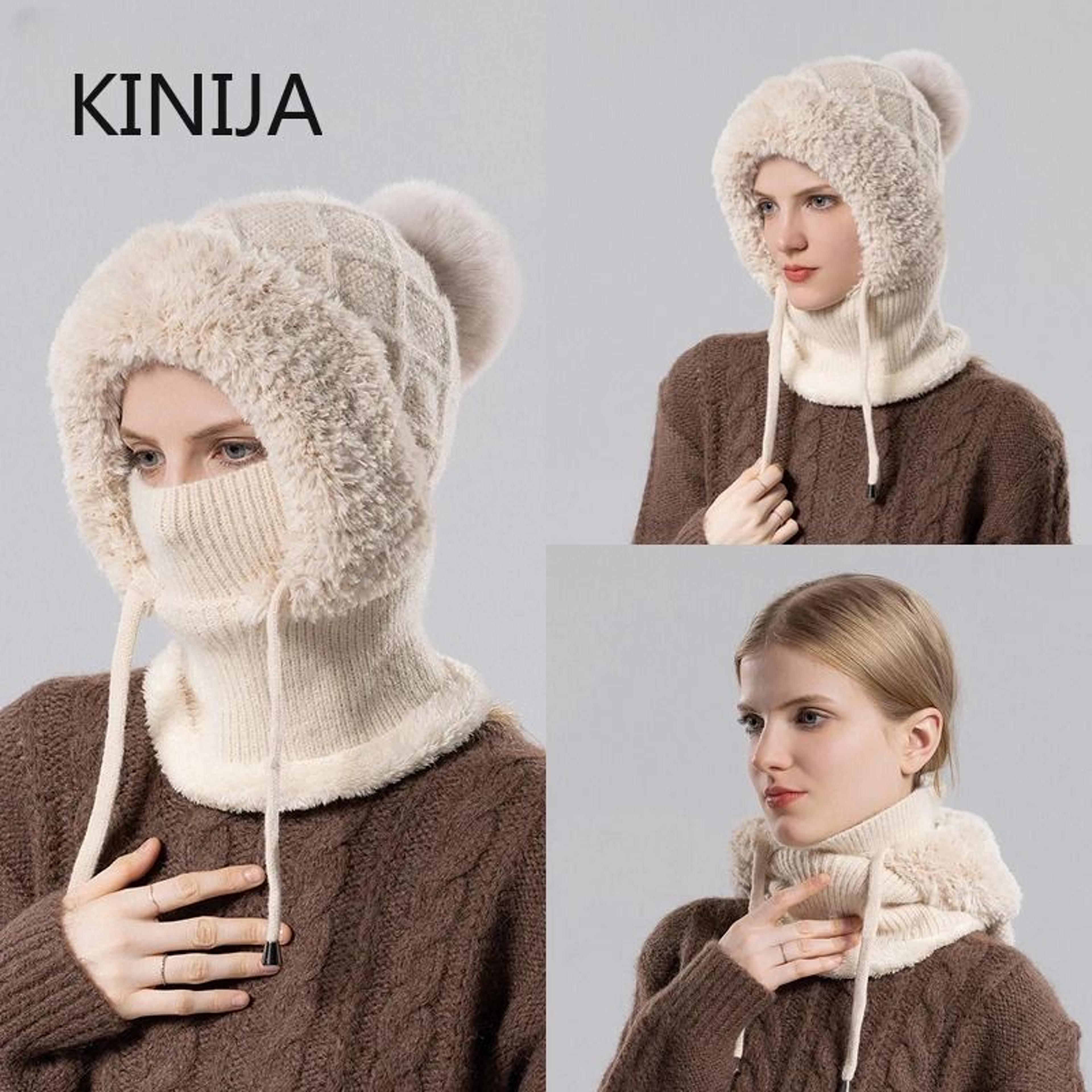 integrated velvet knitted balaclava – thermal ear protection and hooded mask
