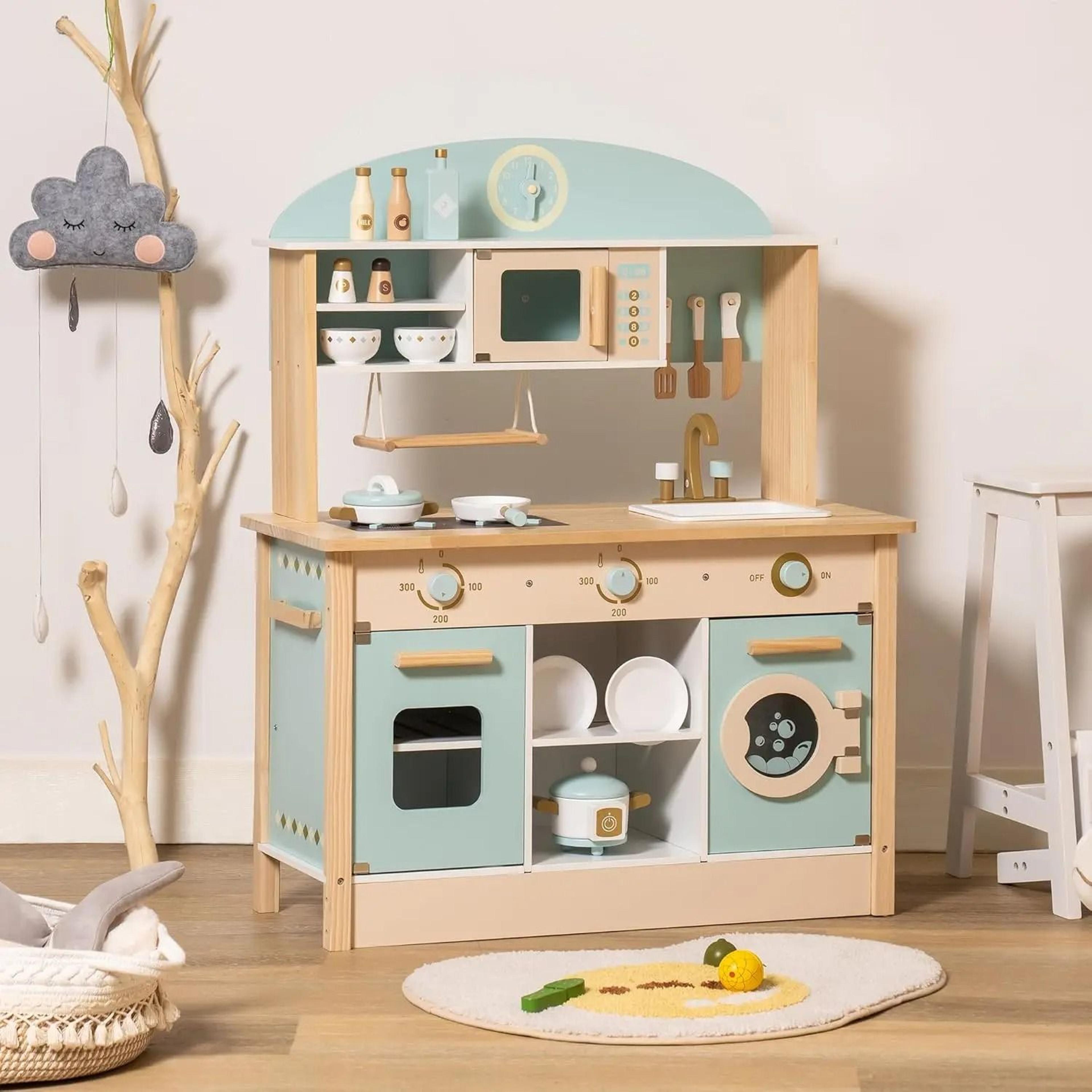 interactive wooden play kitchen – premium toddler culinary playset