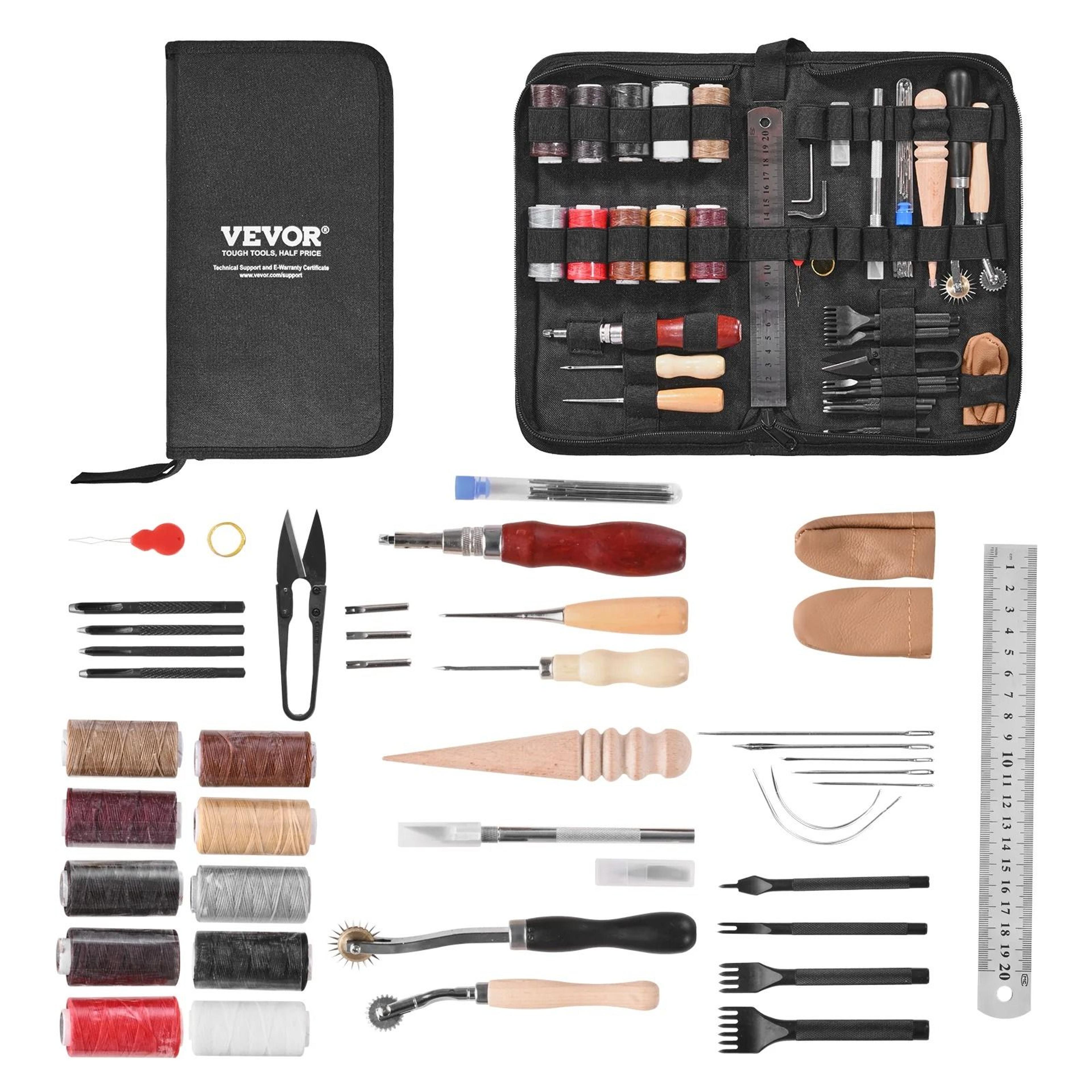 professional leather working tools kit – complete crafting & engraving set
