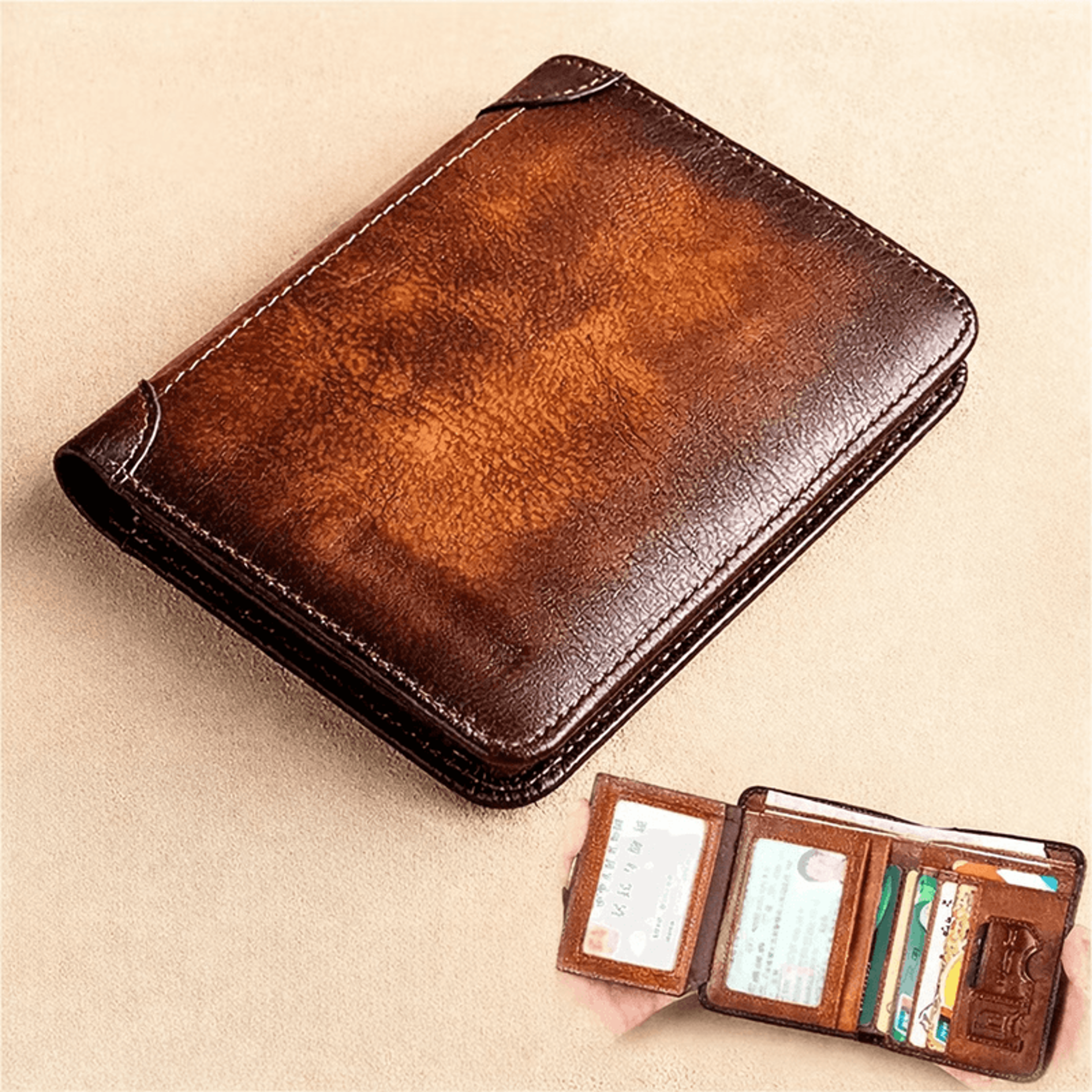 men's rfid blocking trifold wallet for daily carry, travel security, and easy access