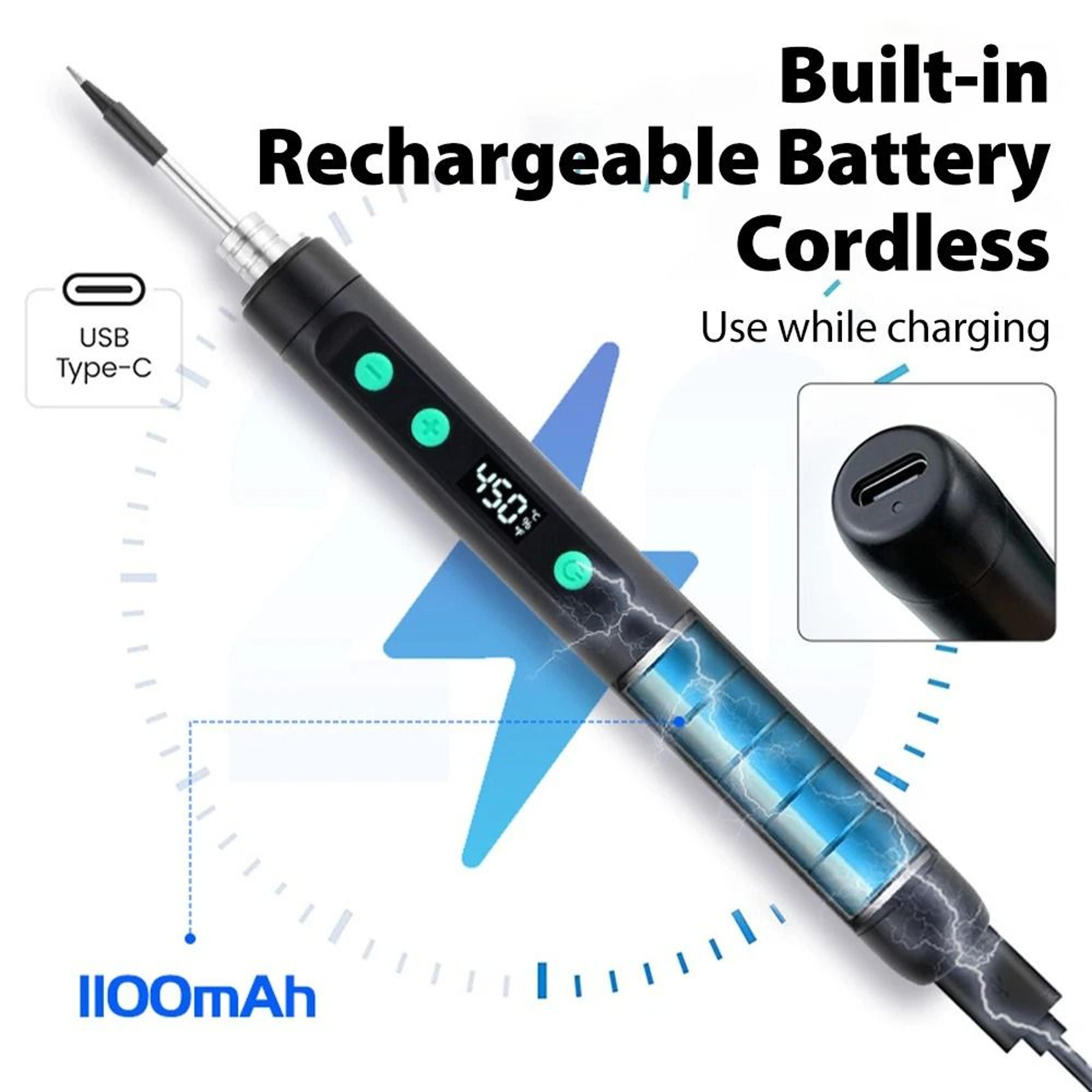 portable wireless soldering iron – 450°c adjustable temperature repair kit