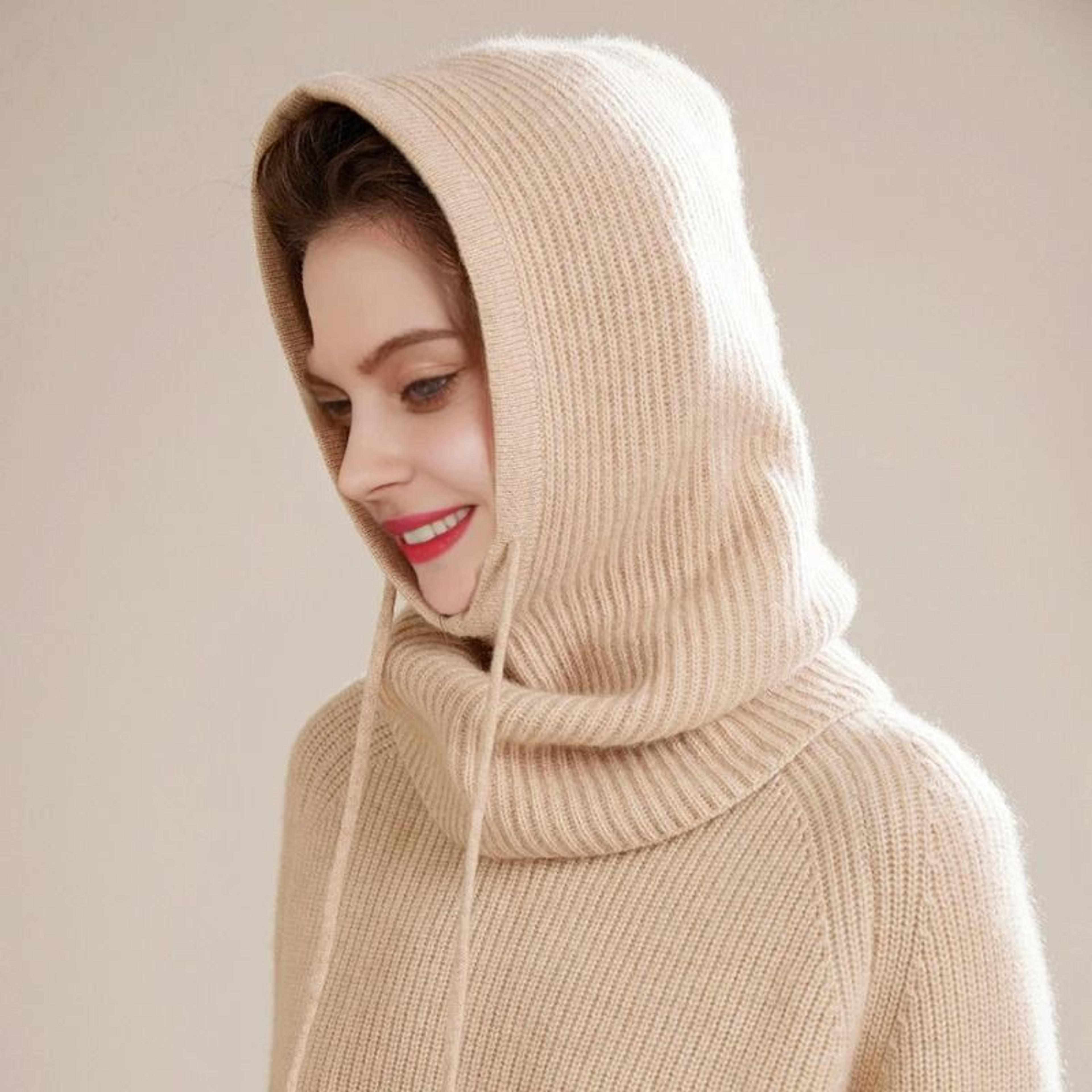 100% pure wool knitted thermal balaclava hood