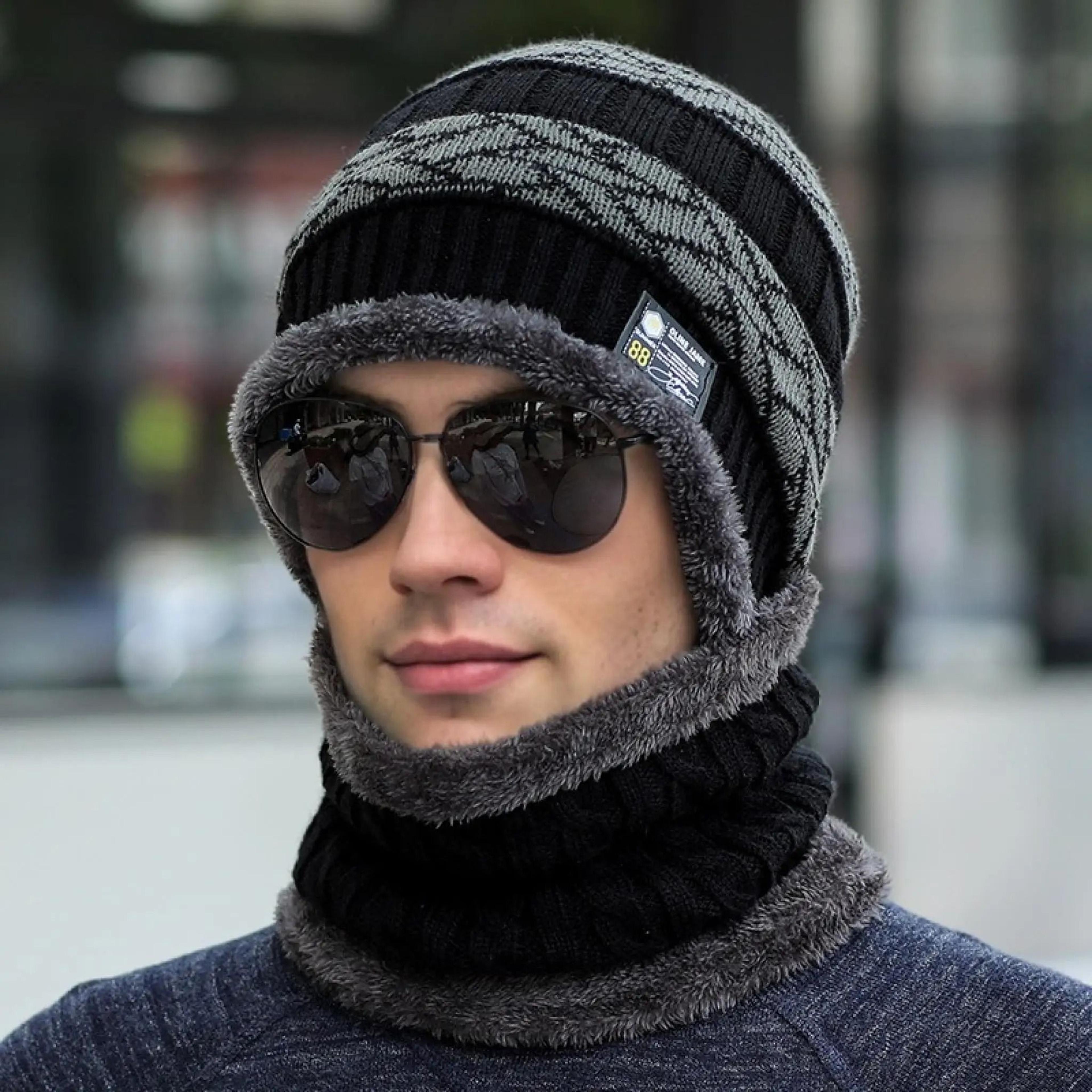 plush-lined thermal knitted beanie hat
