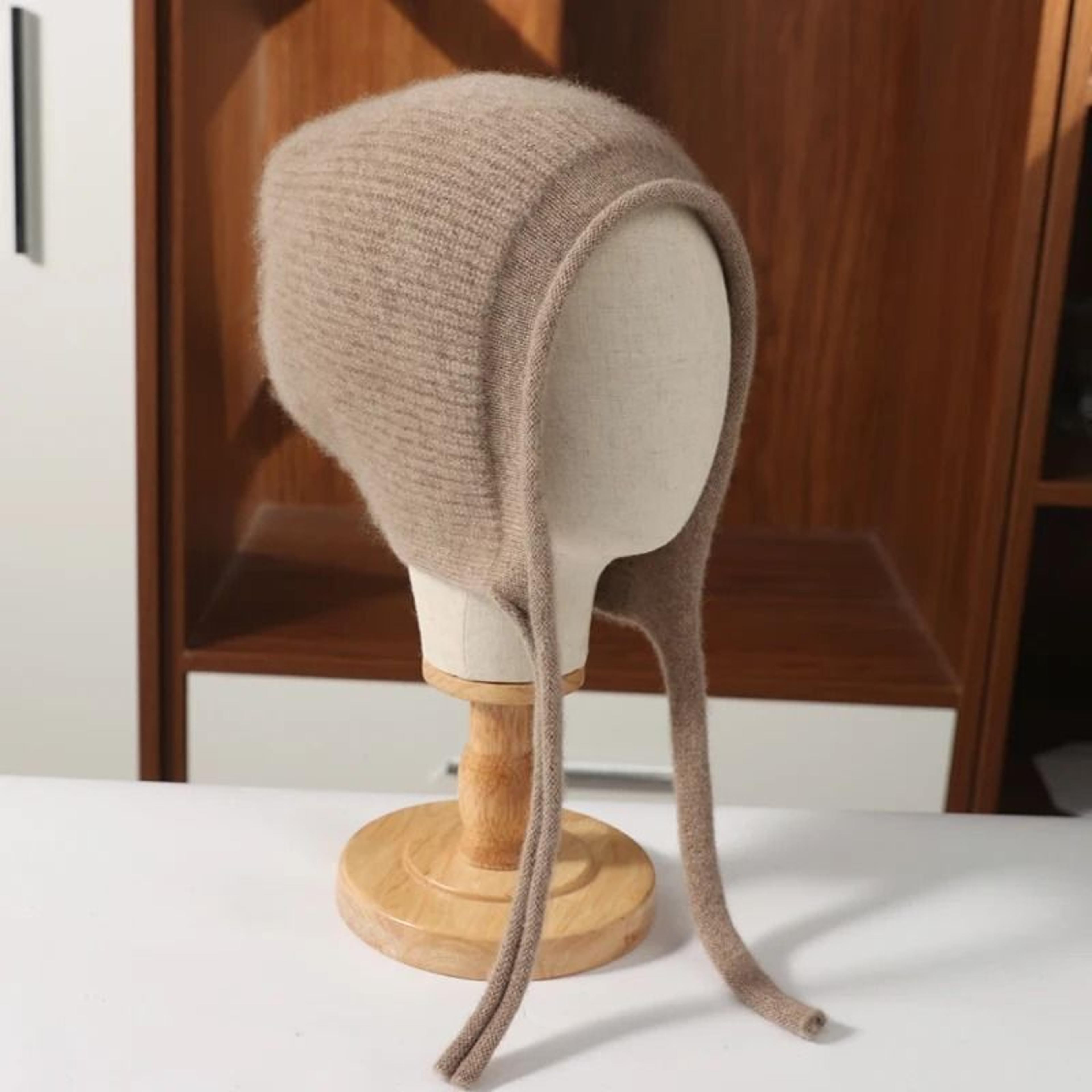 100% pure wool lace-up earflap beanie