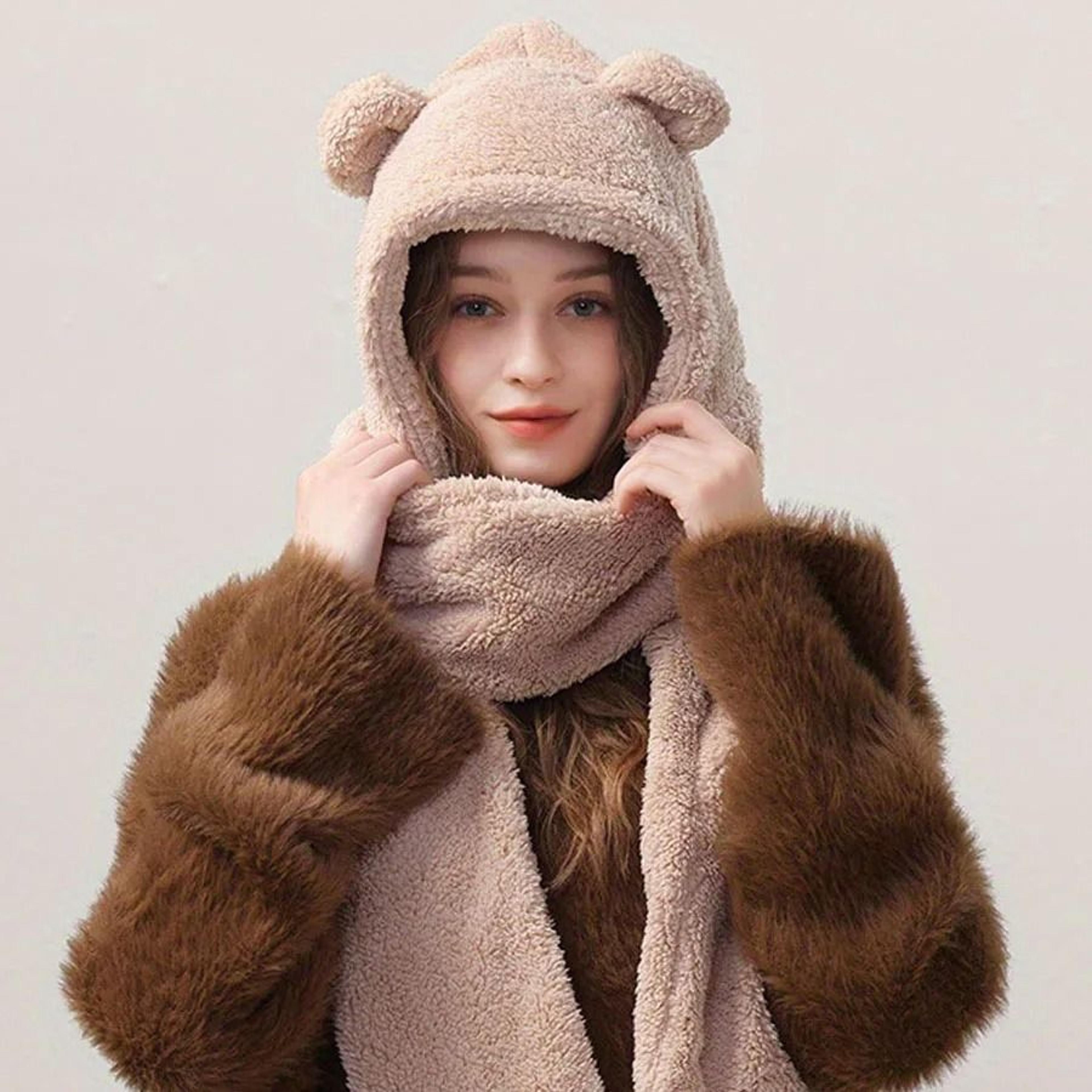 kawaii bear ear 3-in-1 winter thermal set