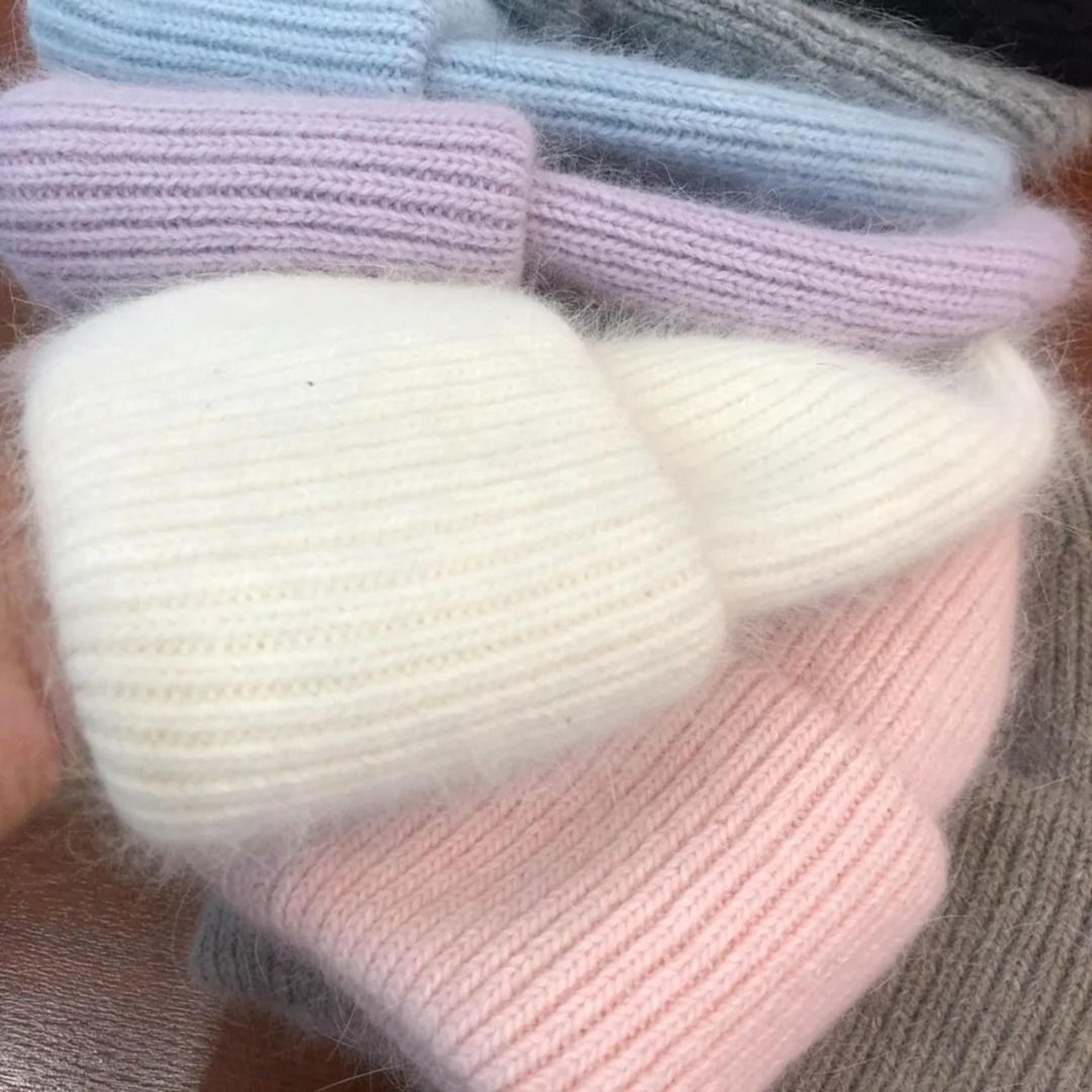 womens premium rabbit fur blend thermal beanie