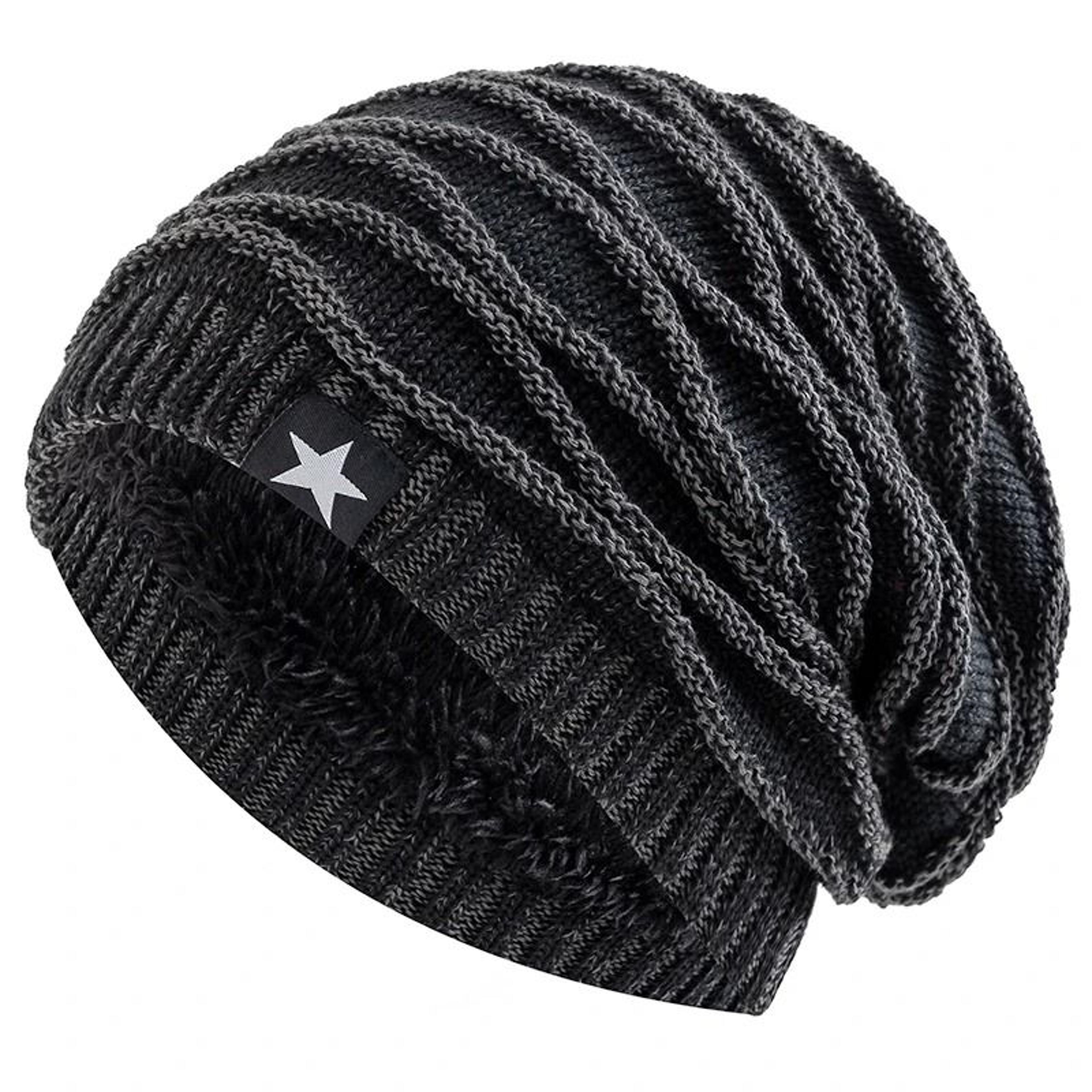 unisex slouchy star-decor thermal winter beanie