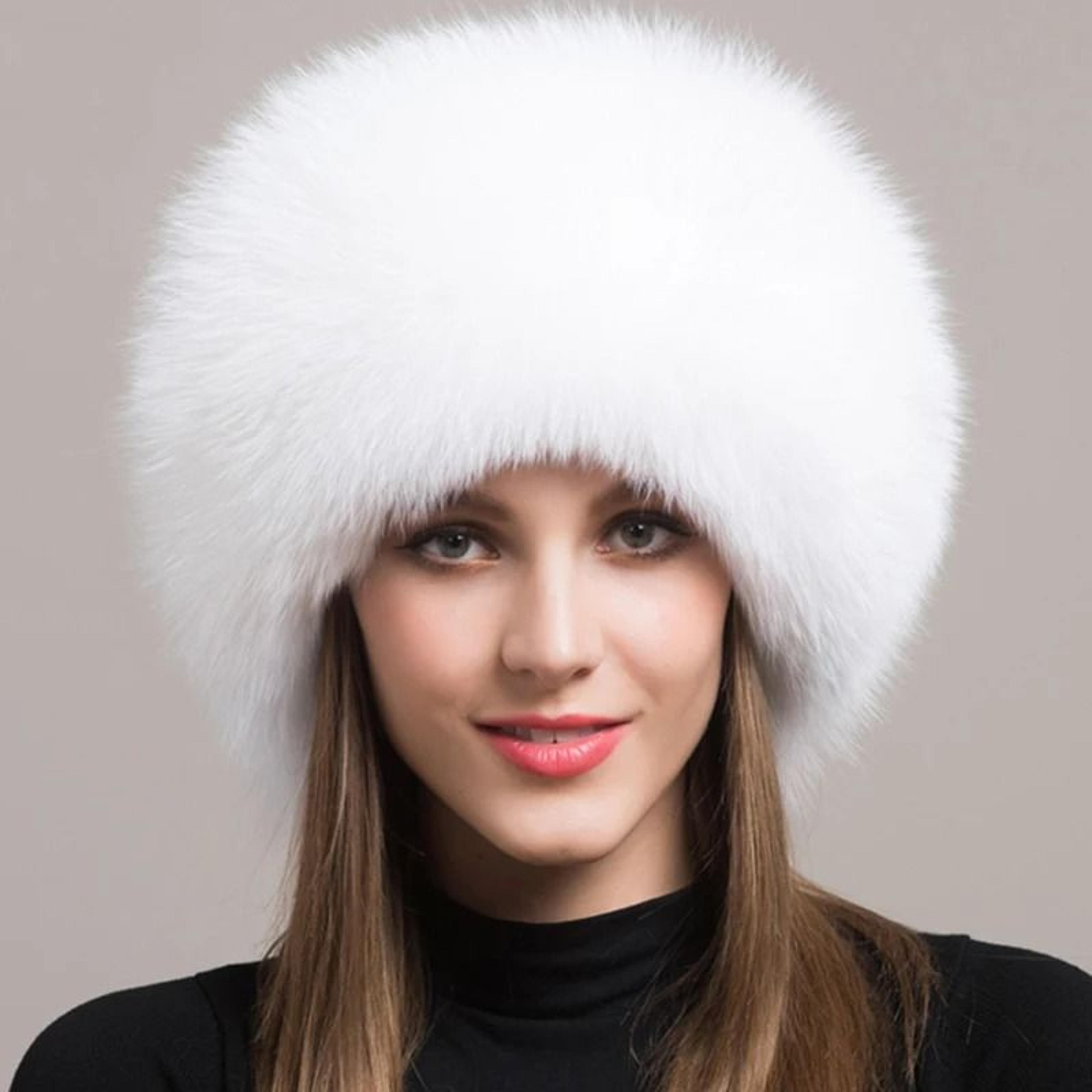 luxury 100% natural fox fur thermal winter cloche
