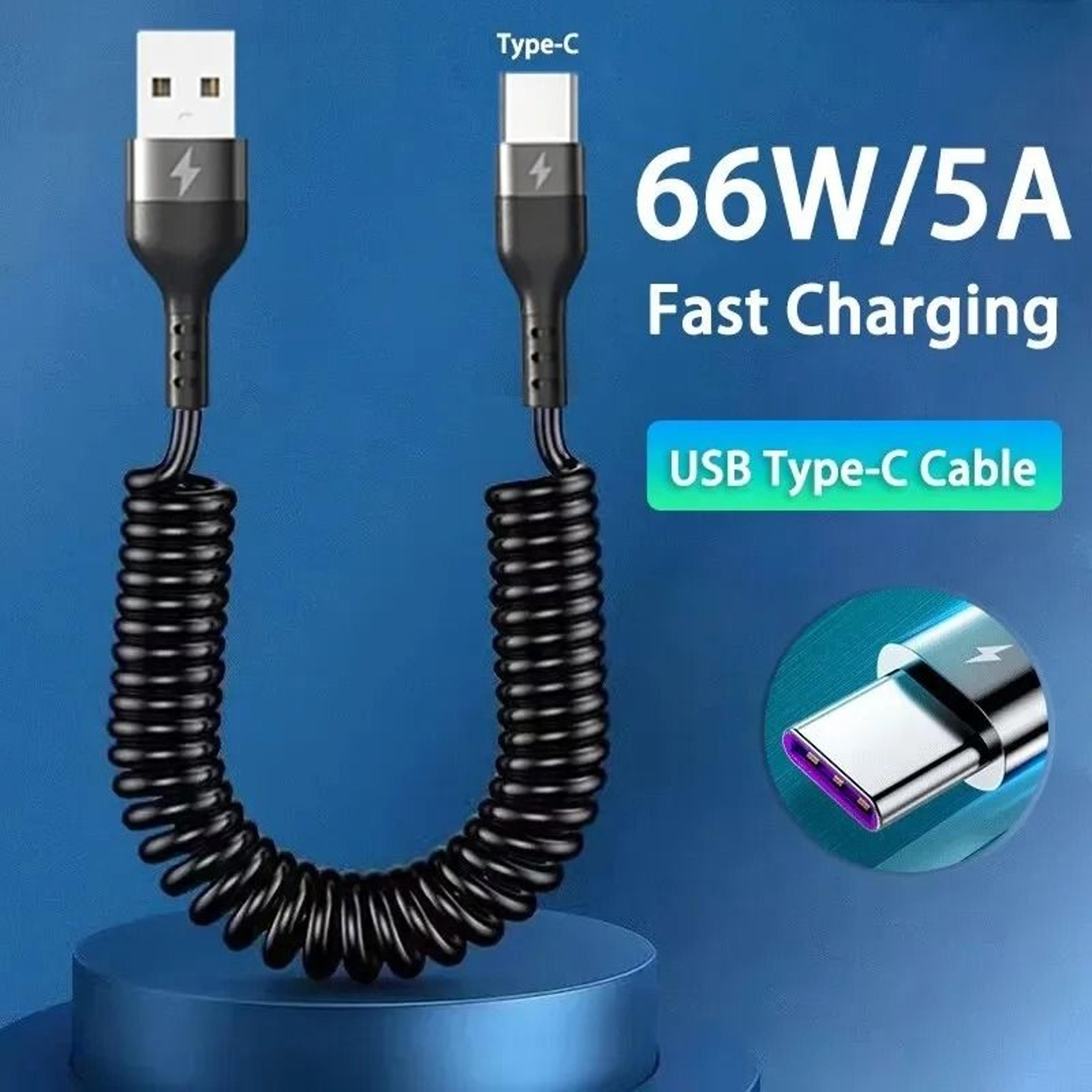 66w high-velocity telescopic usb-c spring cable