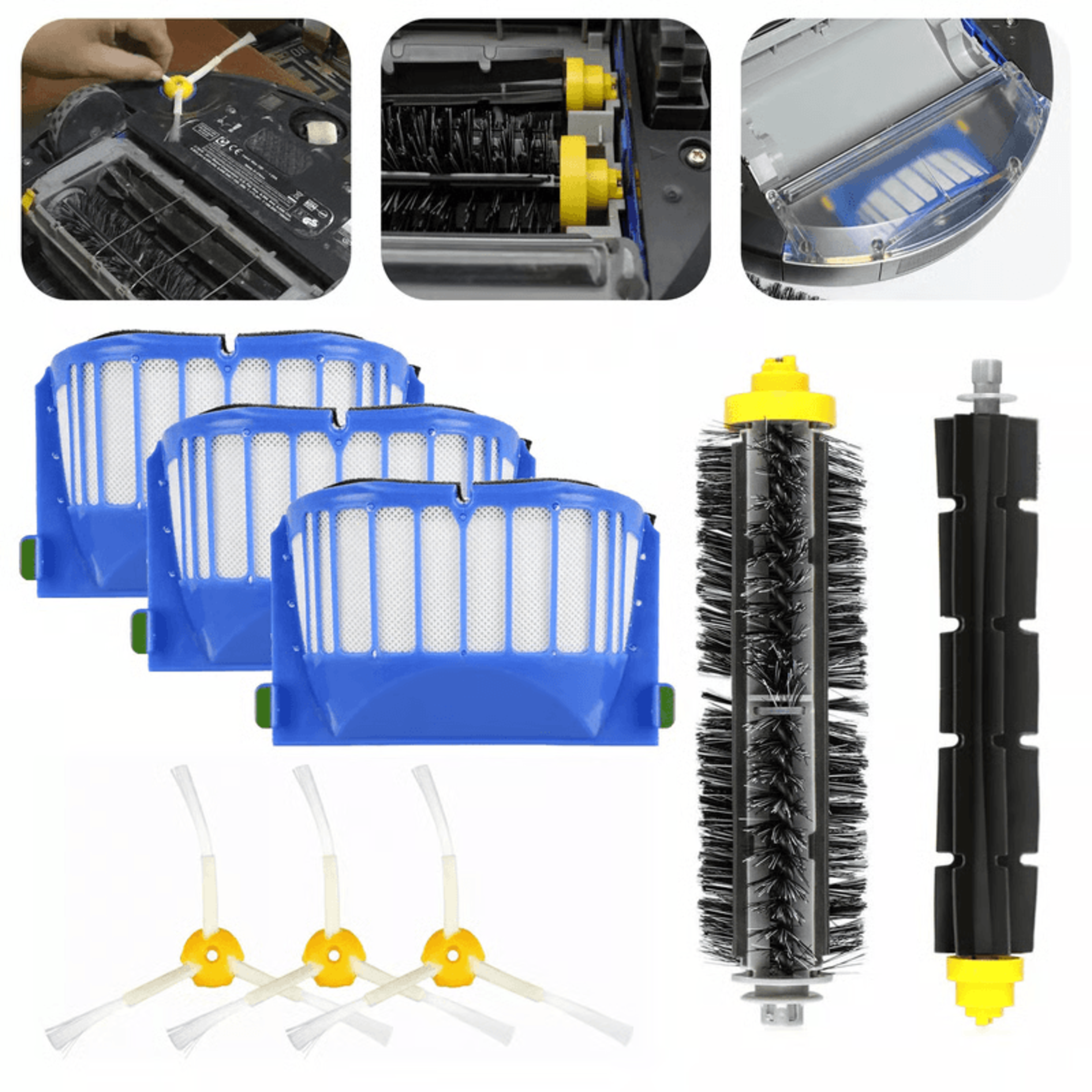 roomba replacement kit for brushes & filters, restore cleaning power