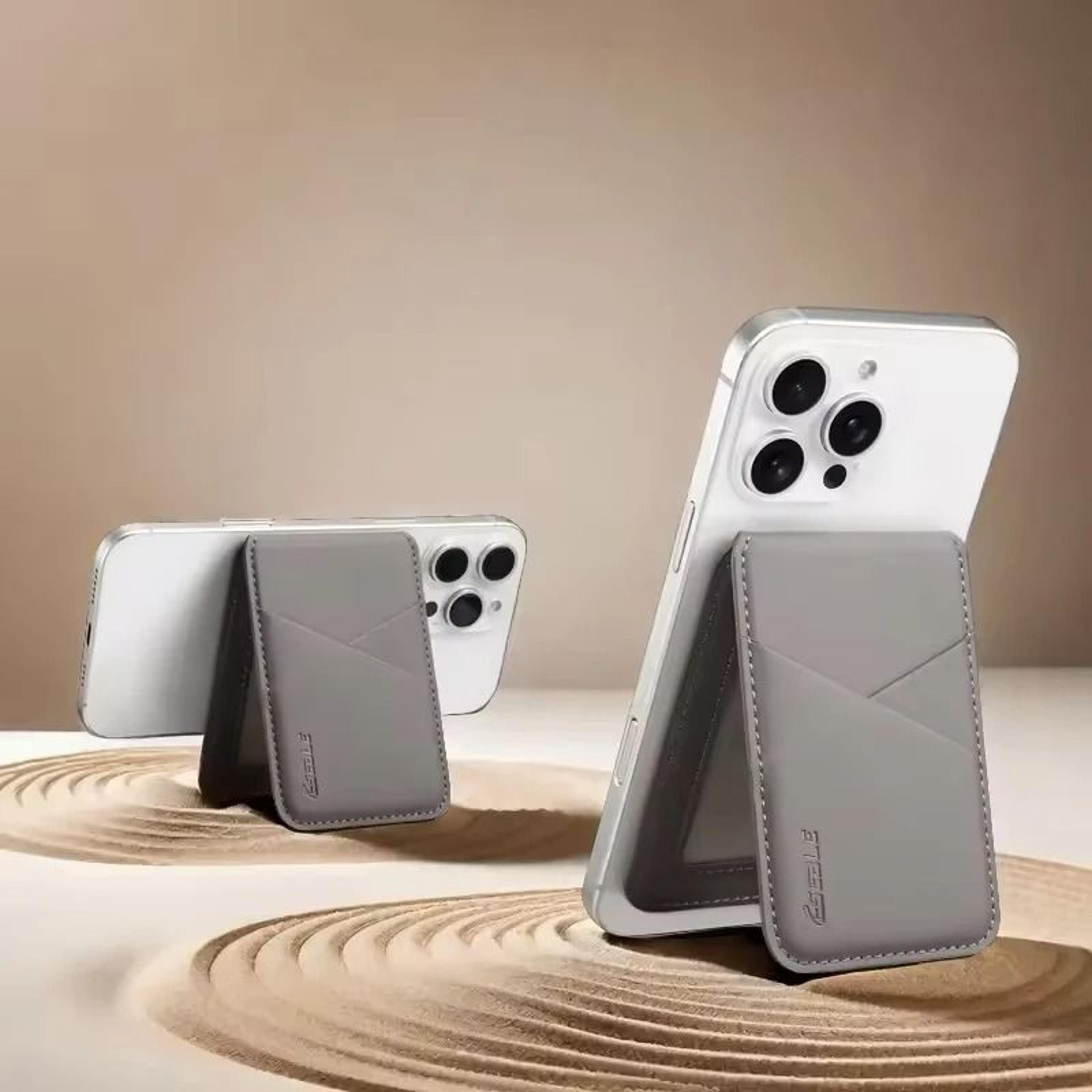 detachable leather magnetic wallet & phone stand – premium card holder for magsafe