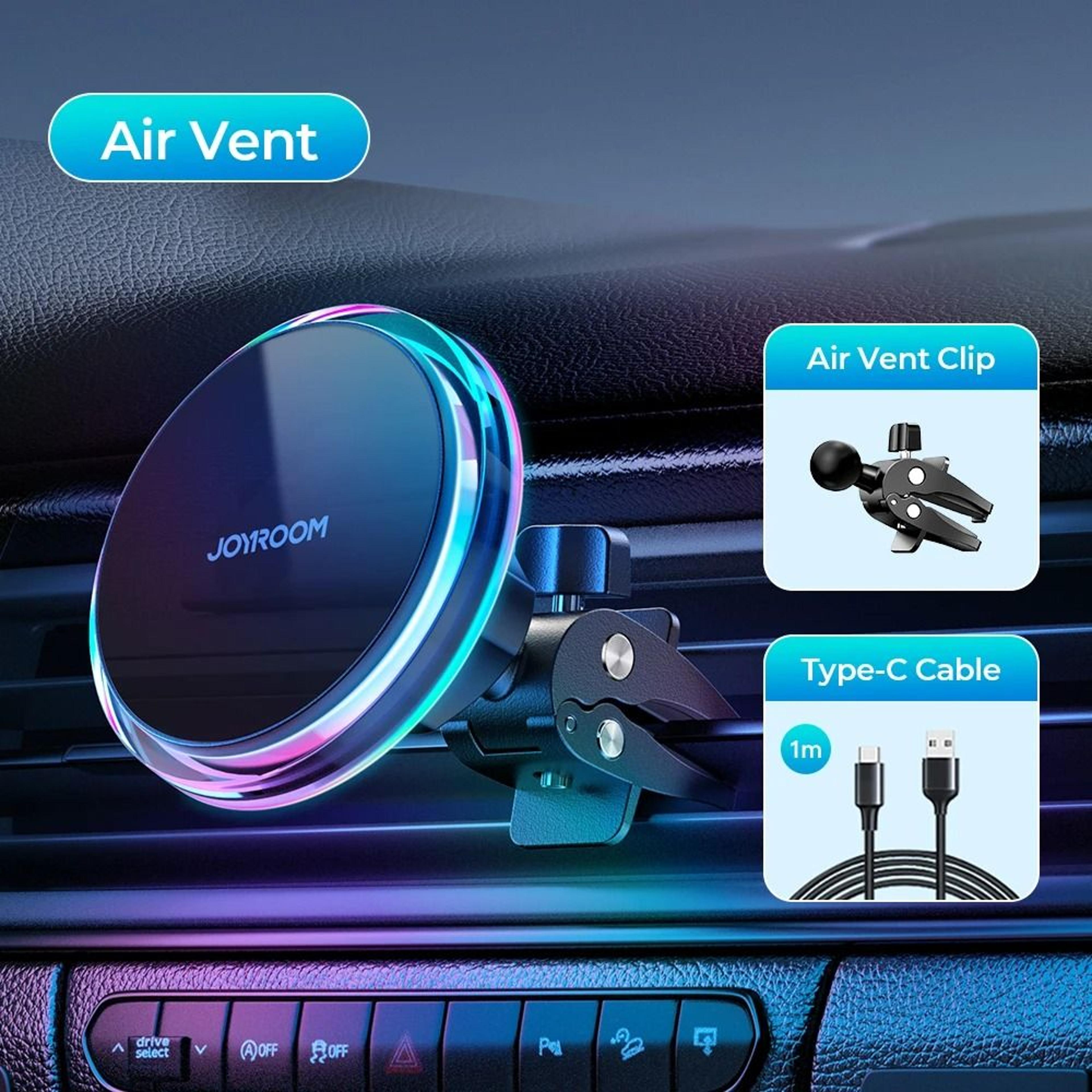 15w magnetic wireless car charger – colorful ambient light series