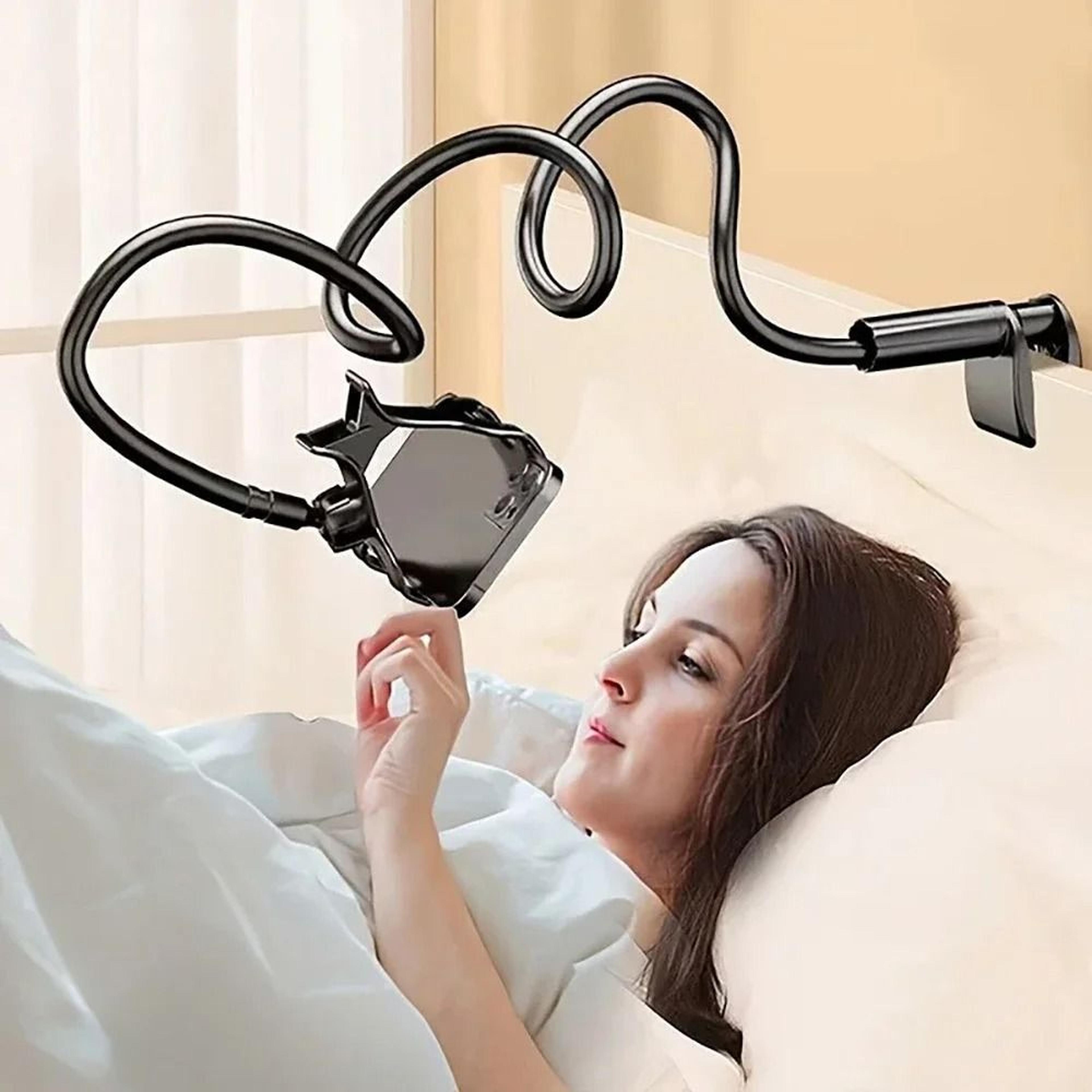 lazy gooseneck long arm phone holder – 360° flexible bedside & desktop mount