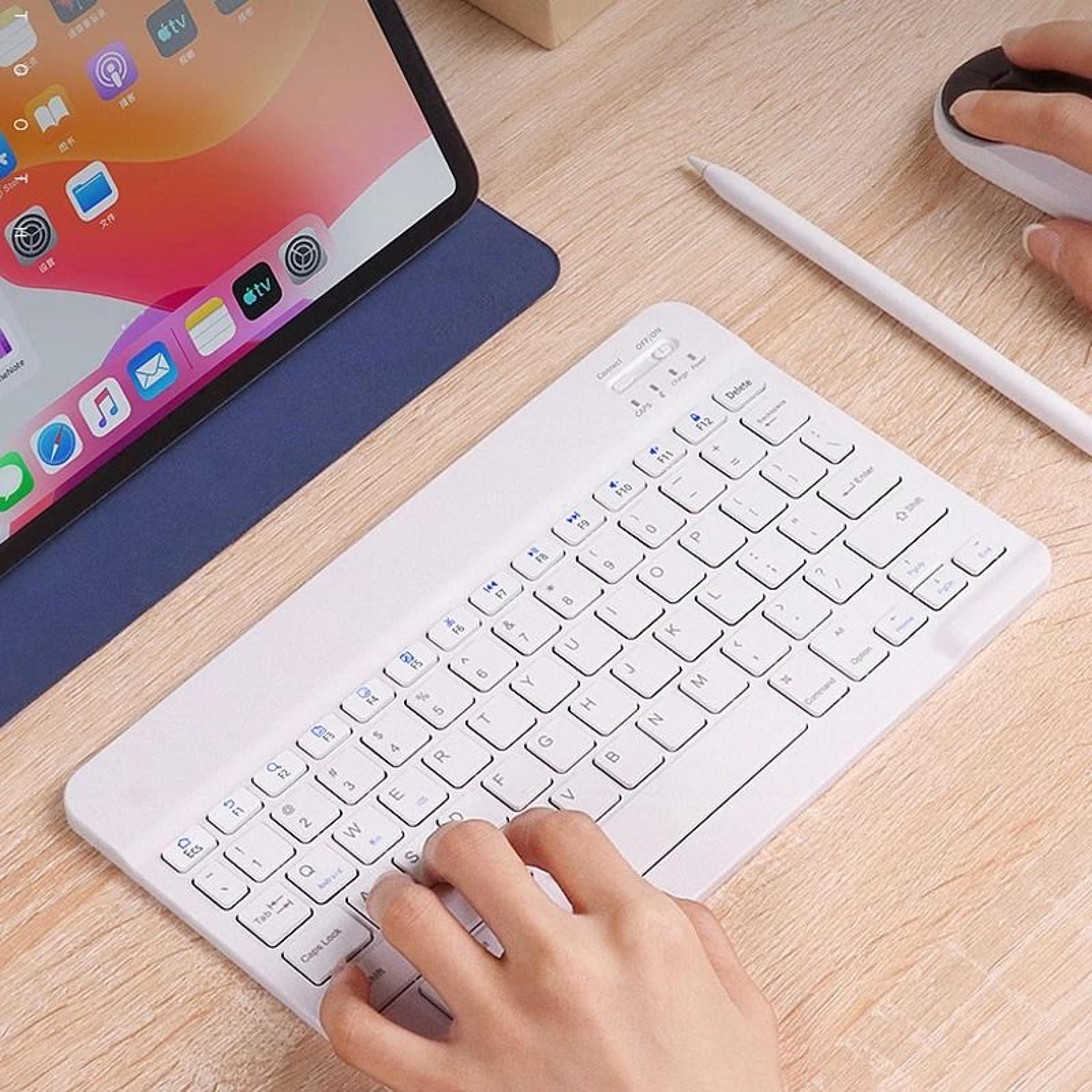 slim wireless bluetooth keyboard – universal rechargeable portable deck