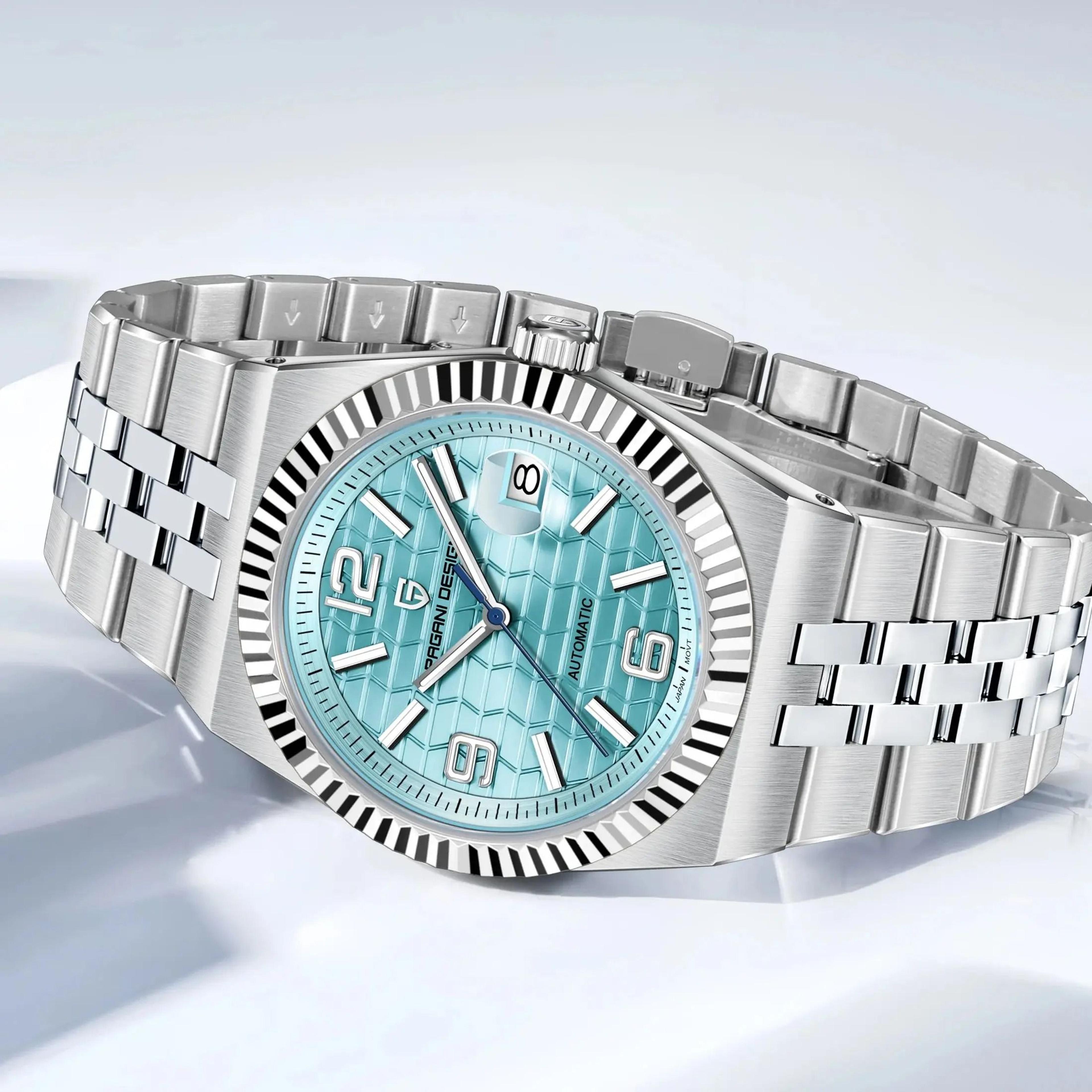 3d rhombus dial automatic watch – high-precision mechanical stainless steel timepiece