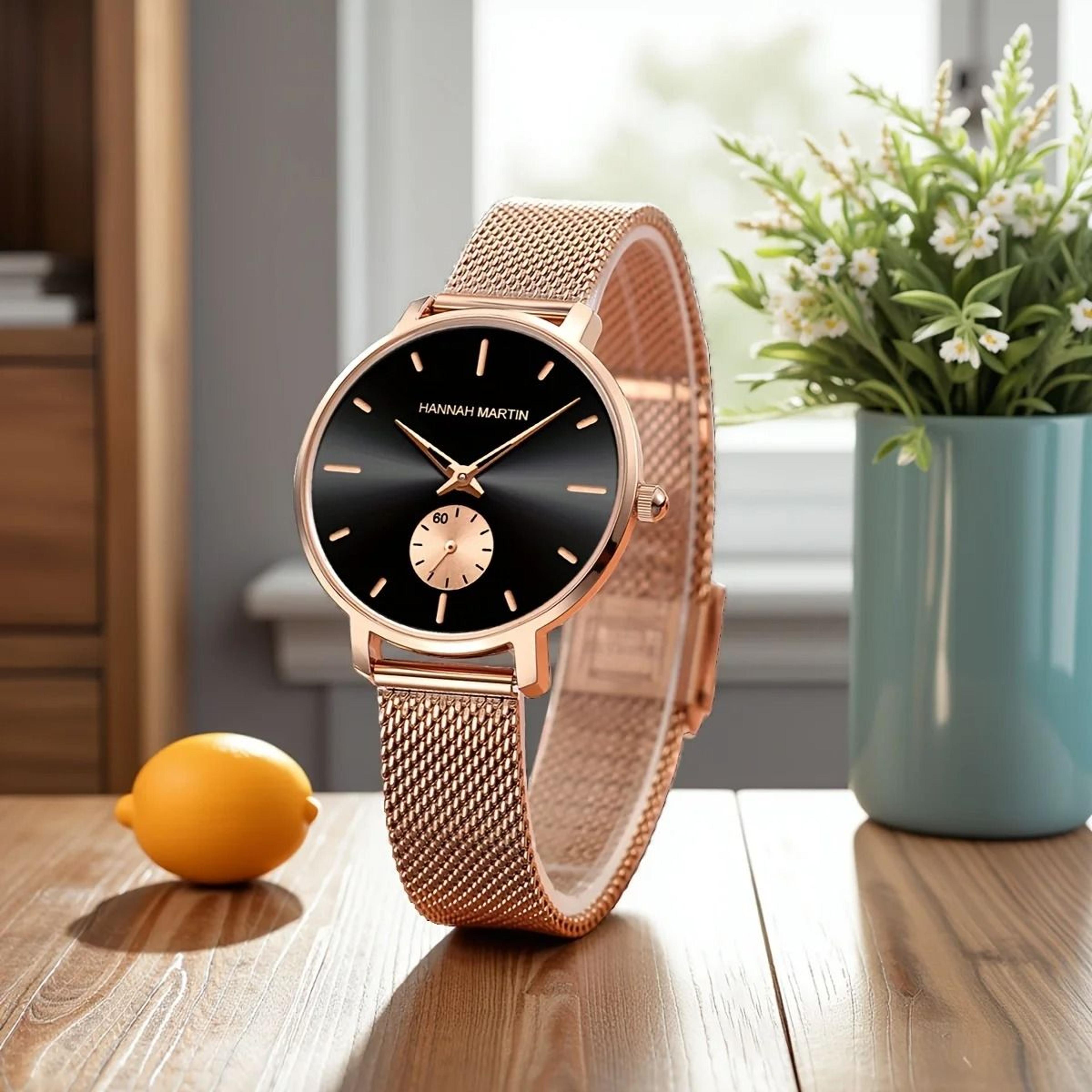 minimalist dress watch – high-precision quartz stainless steel mesh timepiece