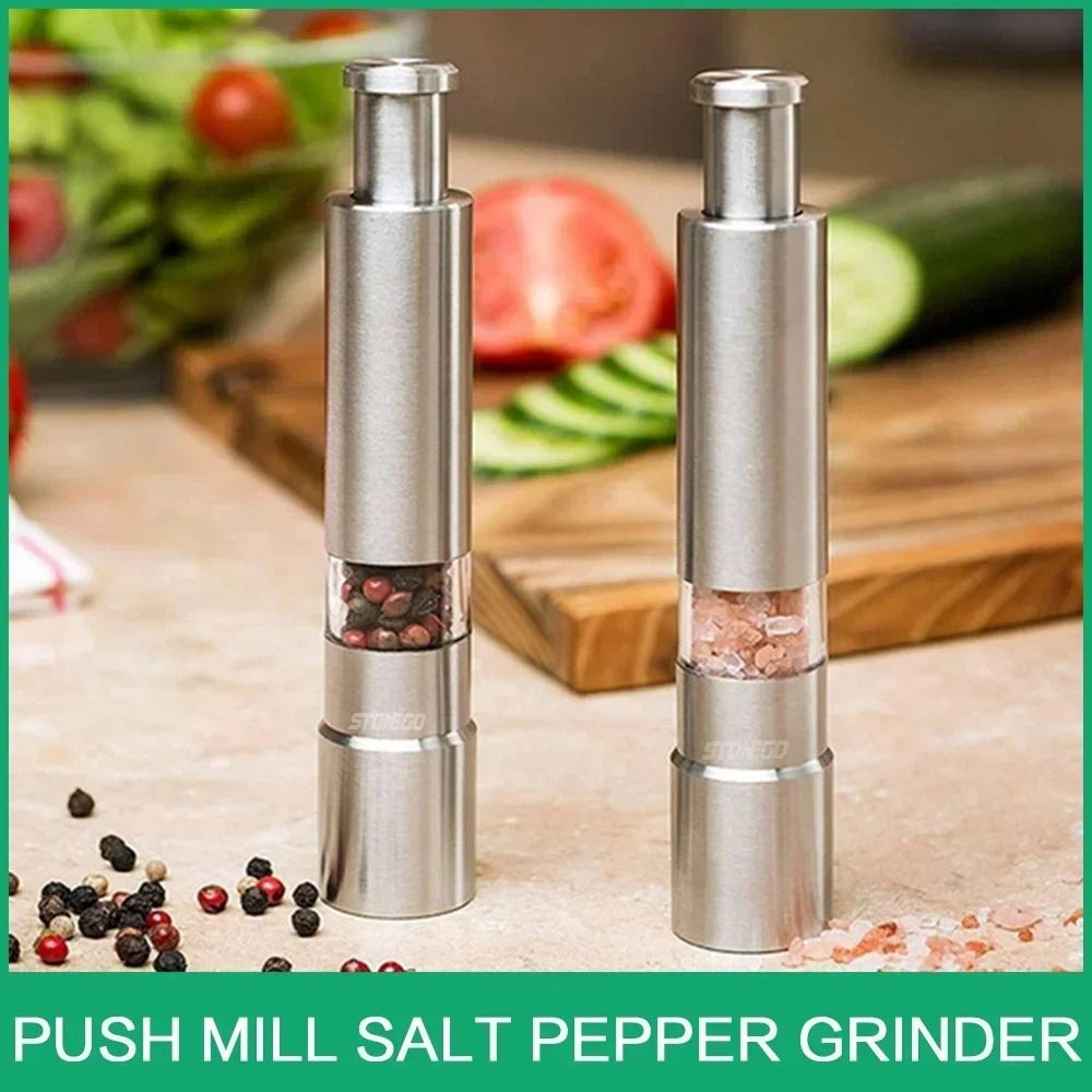 one-handed thumb push stainless steel spice mill