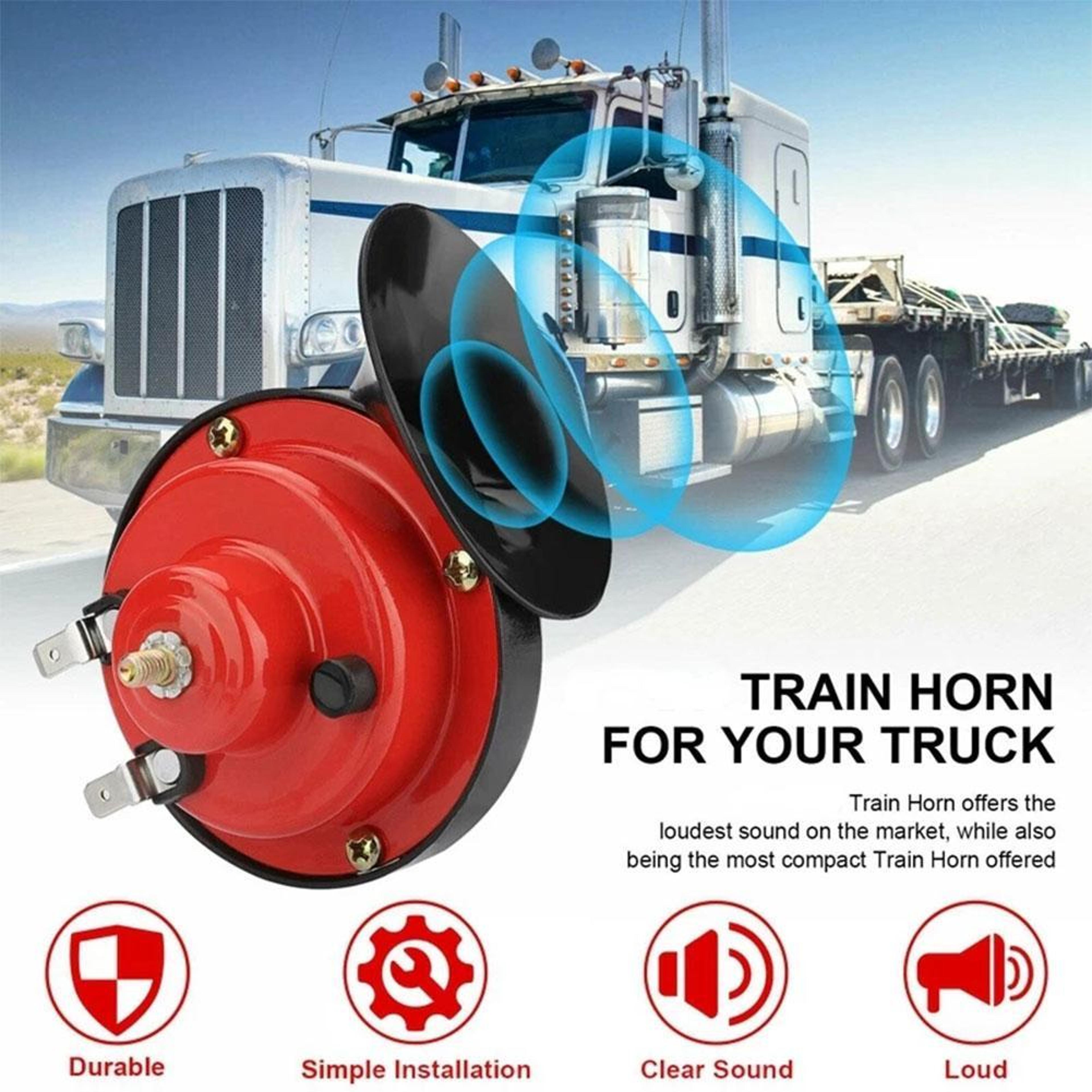 300db super train horn for trucks, cars & boats | compact & loud air horn