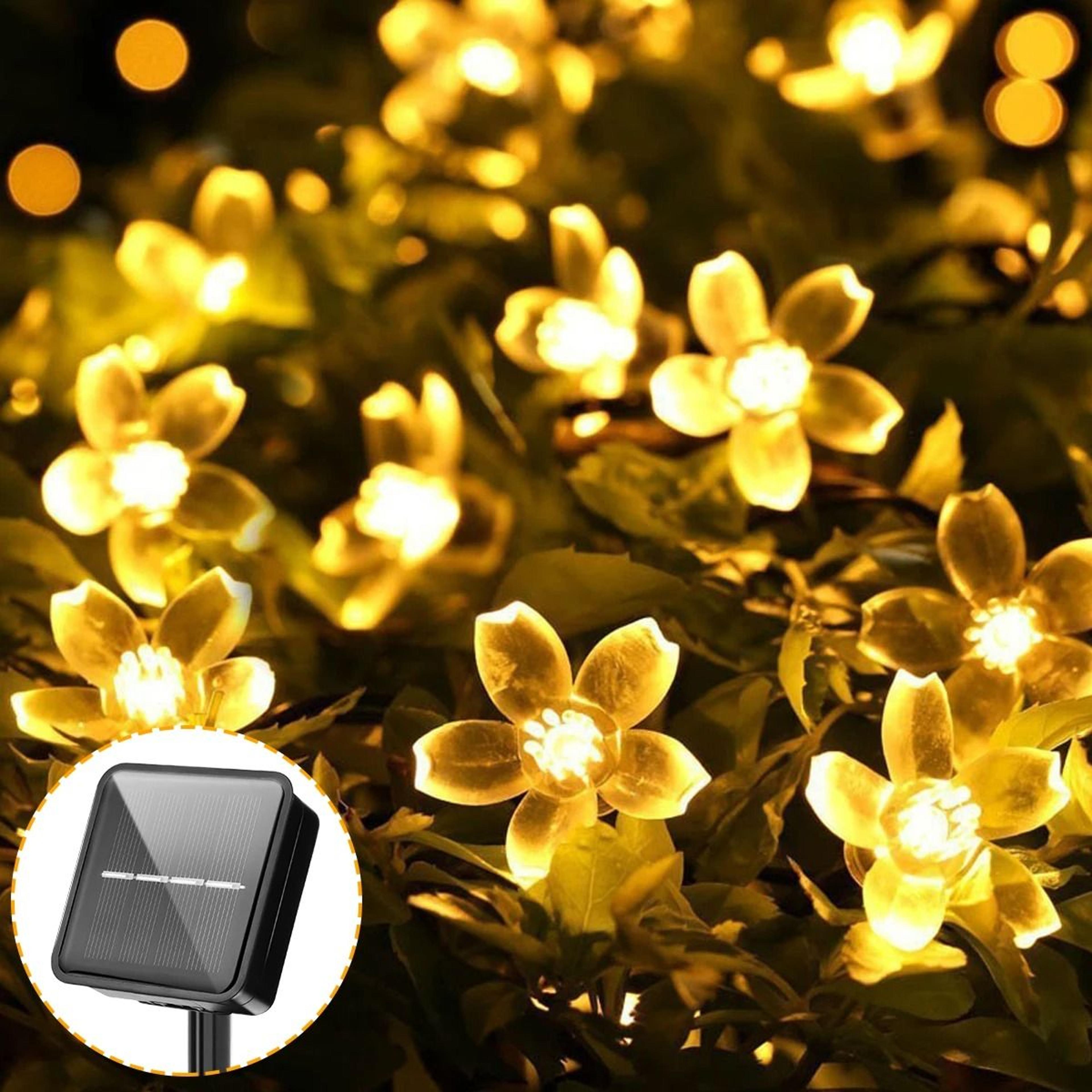solar cherry blossom waterproof string lights