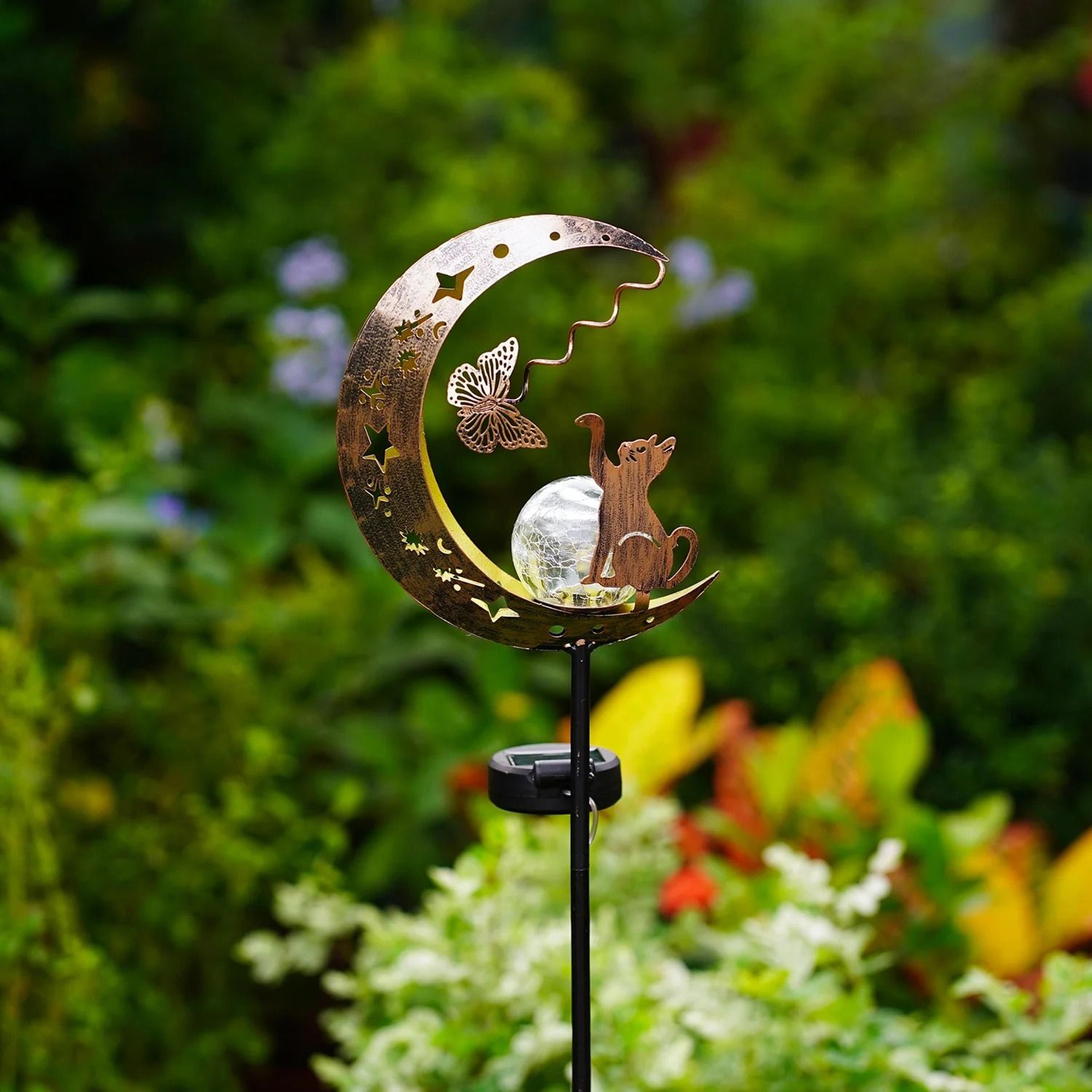 solar cat paw & butterfly celestial garden light