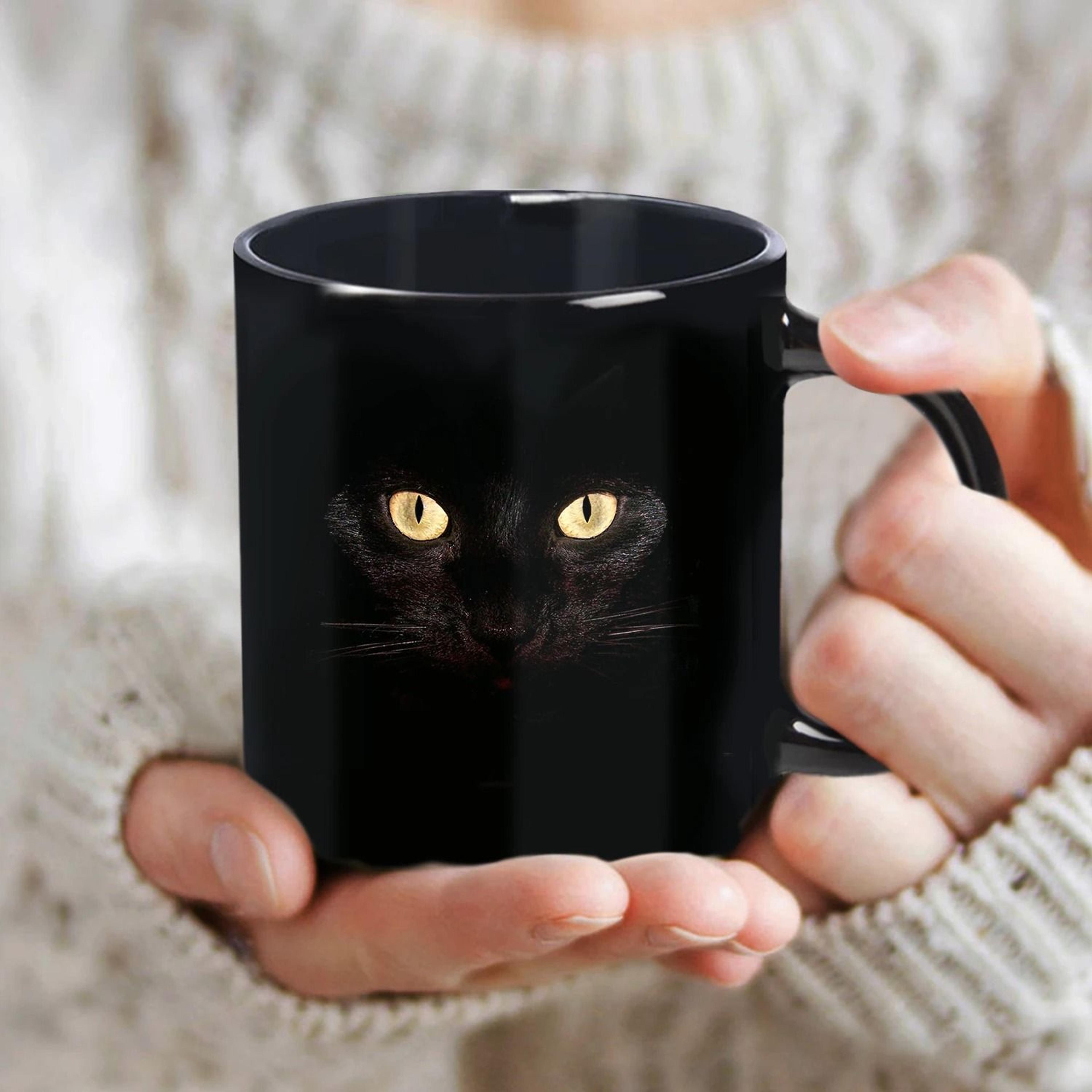 black cat artisanal coffee mug