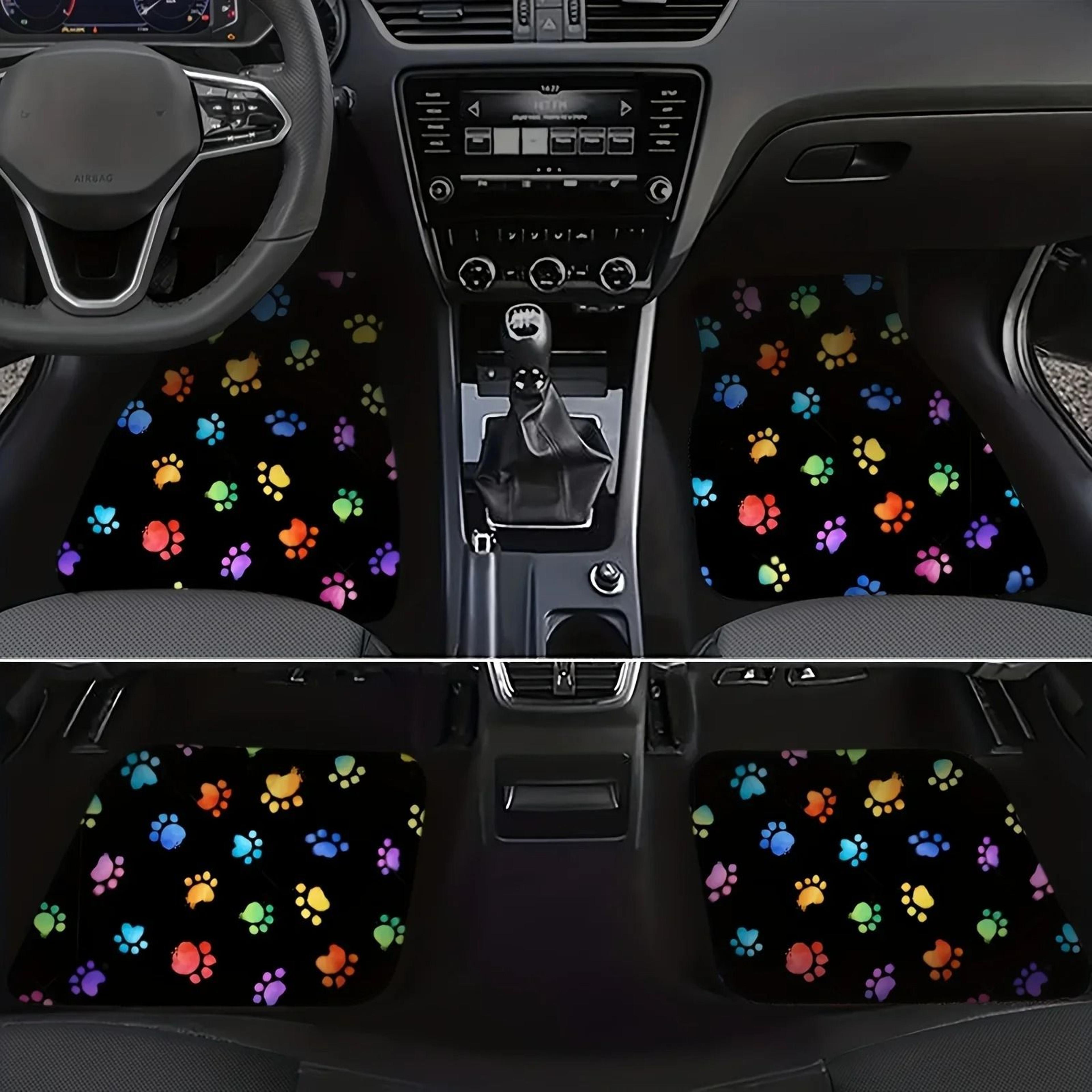 whimsical paw print universal car floor mats – 4-piece non-slip interior protection set