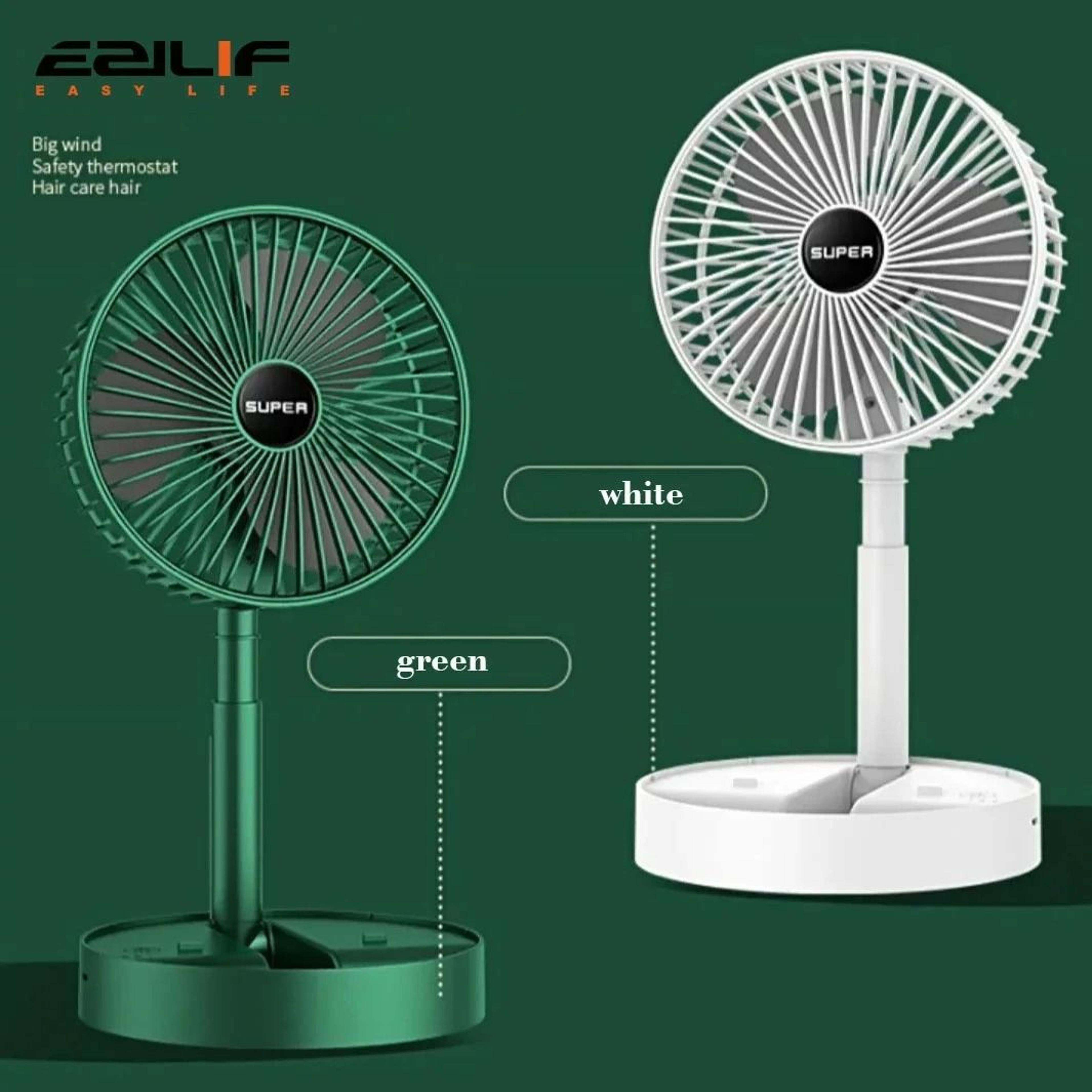 foldable desktop power fan – usb rechargeable & retractable portable cooler