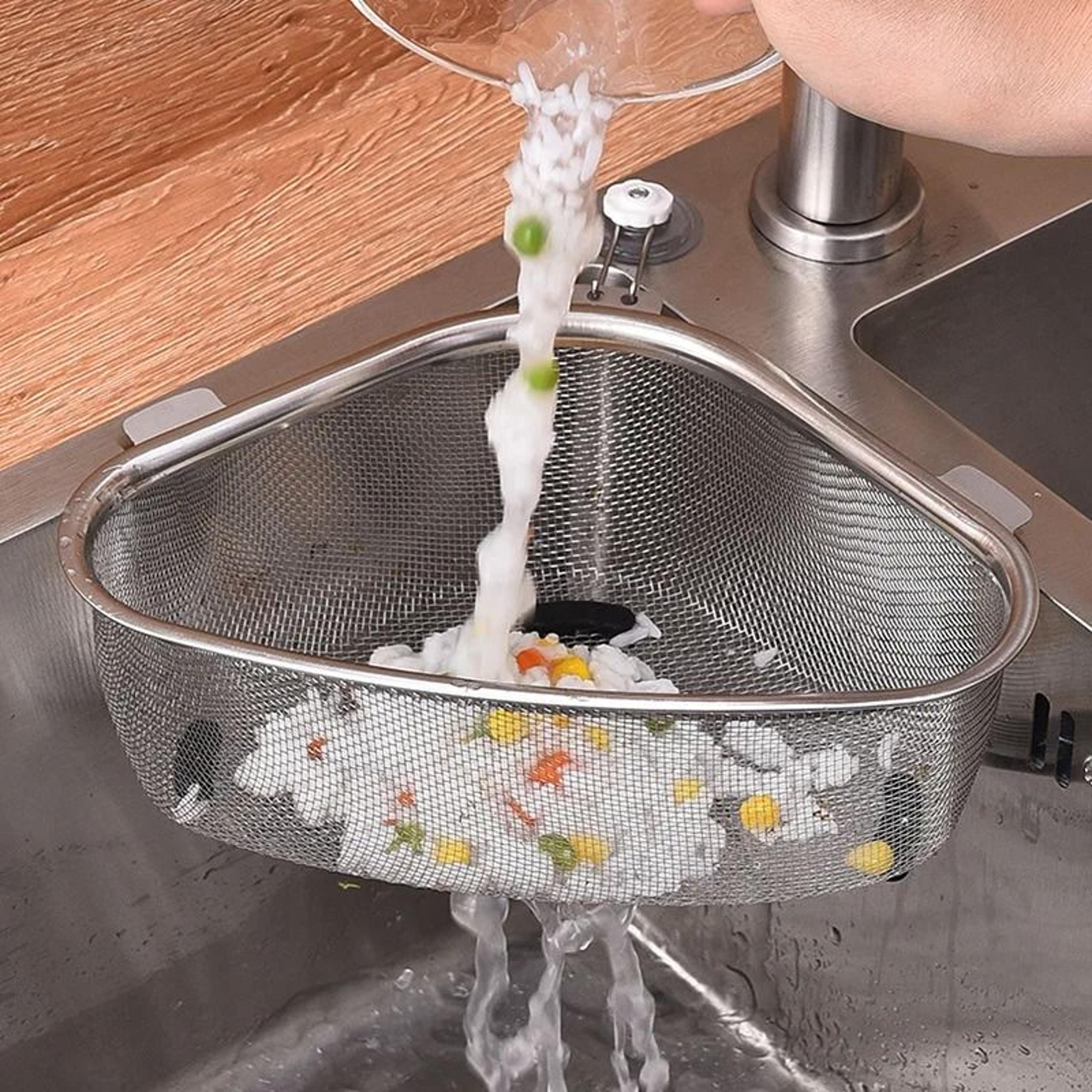 stainless steel triangle sink drain basket – multi-functional kitchen storage & filter