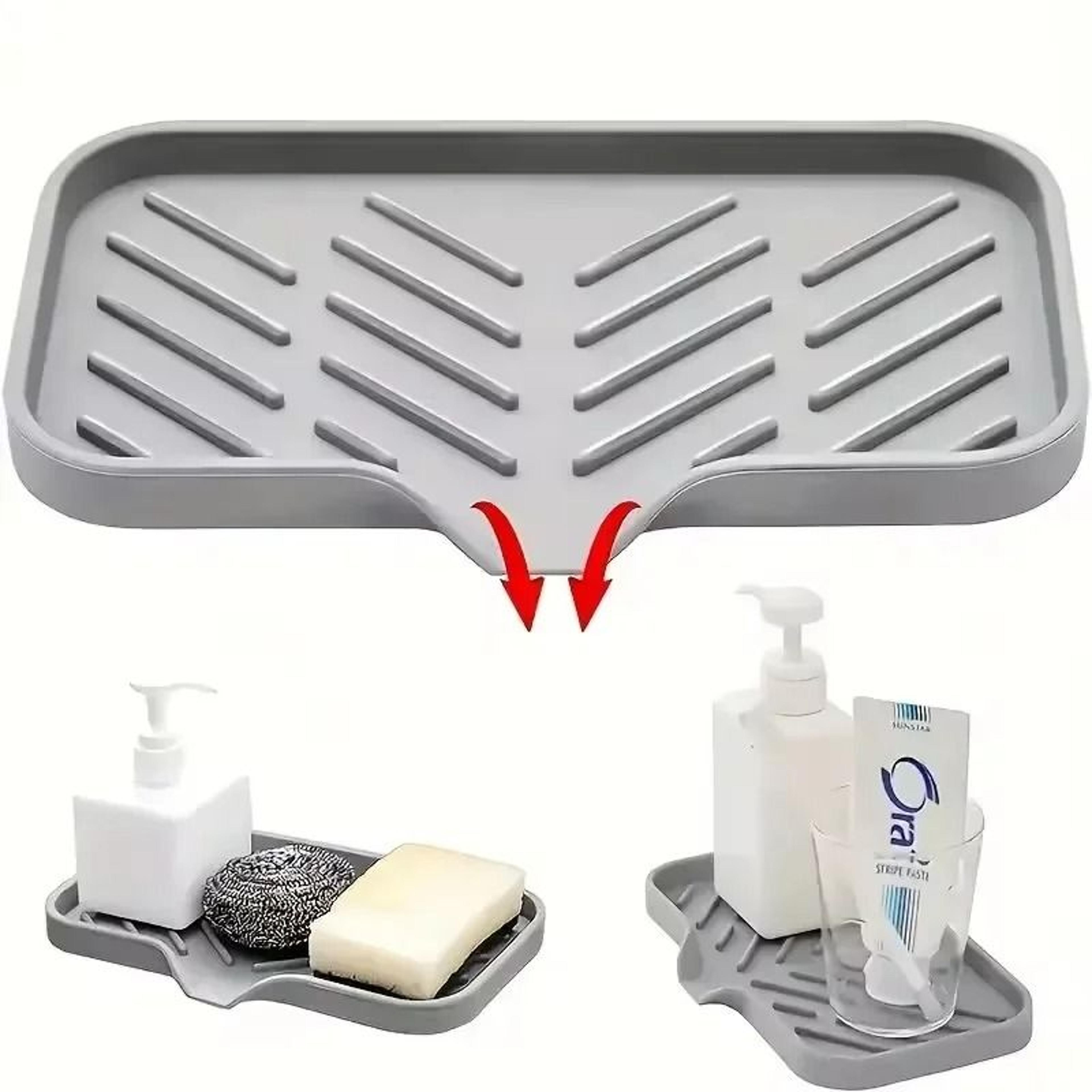 silicone faucet splash guard & sink drain mat – dual-action countertop organizer