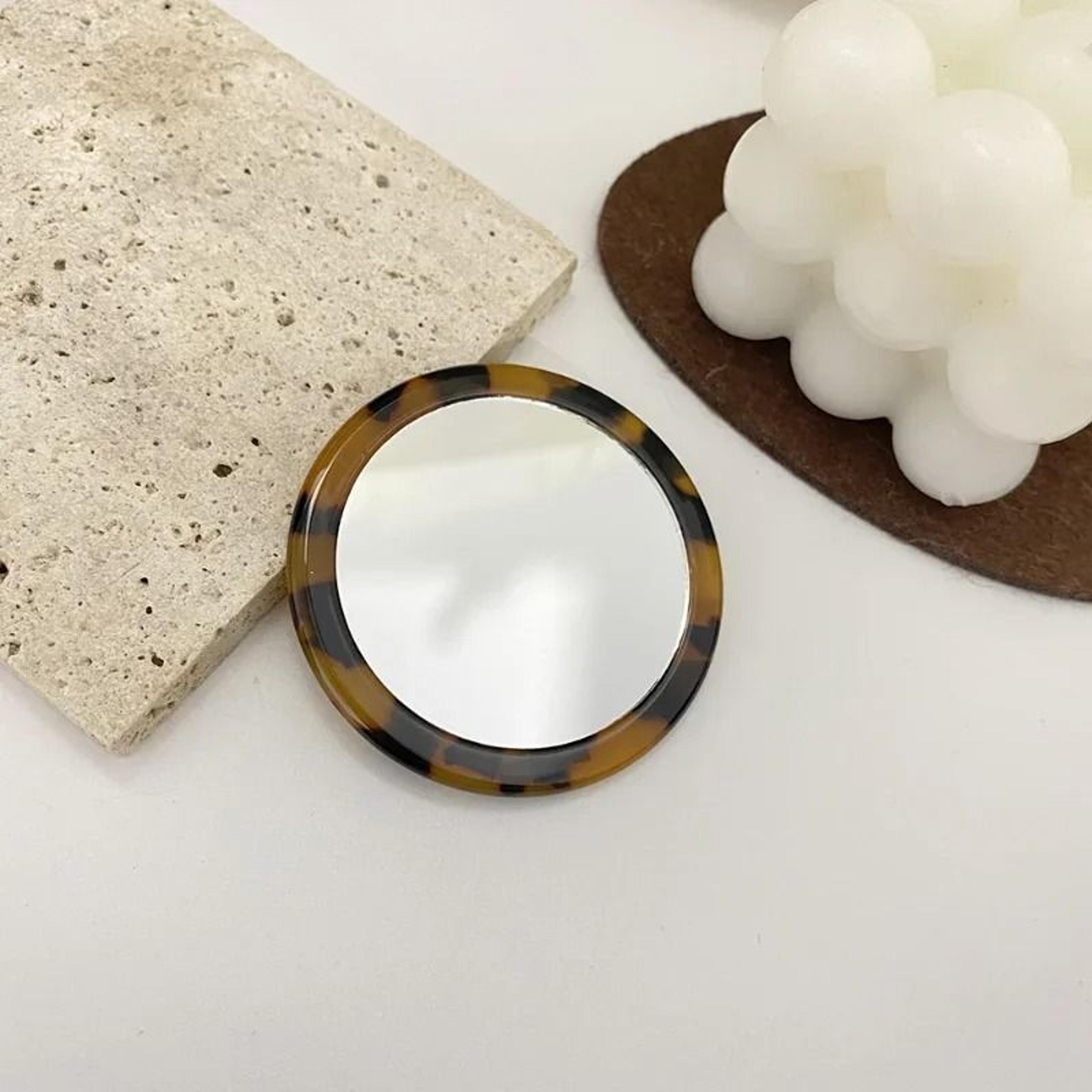 vintage floral compact mirror – dual-sided retro rose pocket mirror