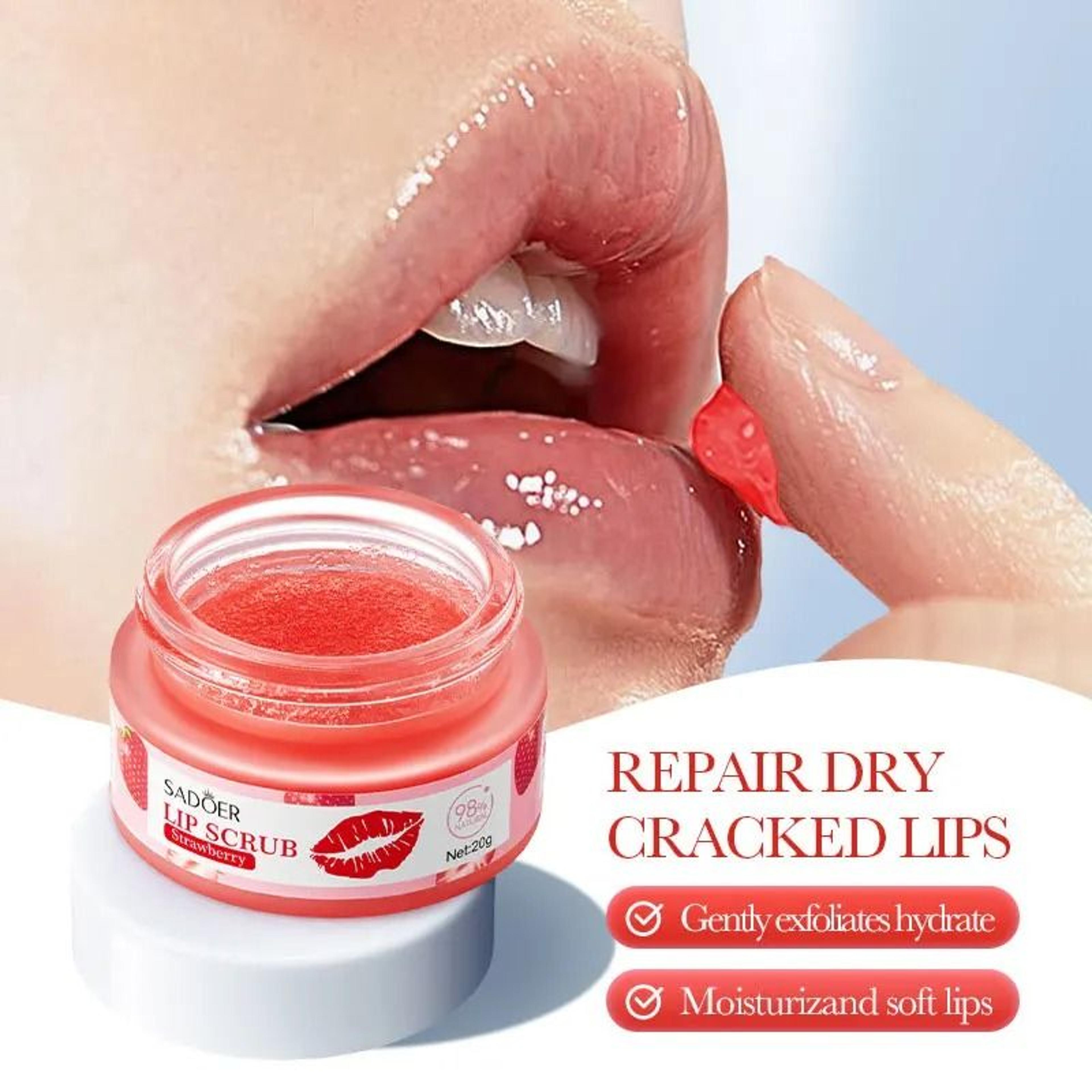 fruit series strawberry lip scrub – revitalizing dead skin removal & brightening therapy
