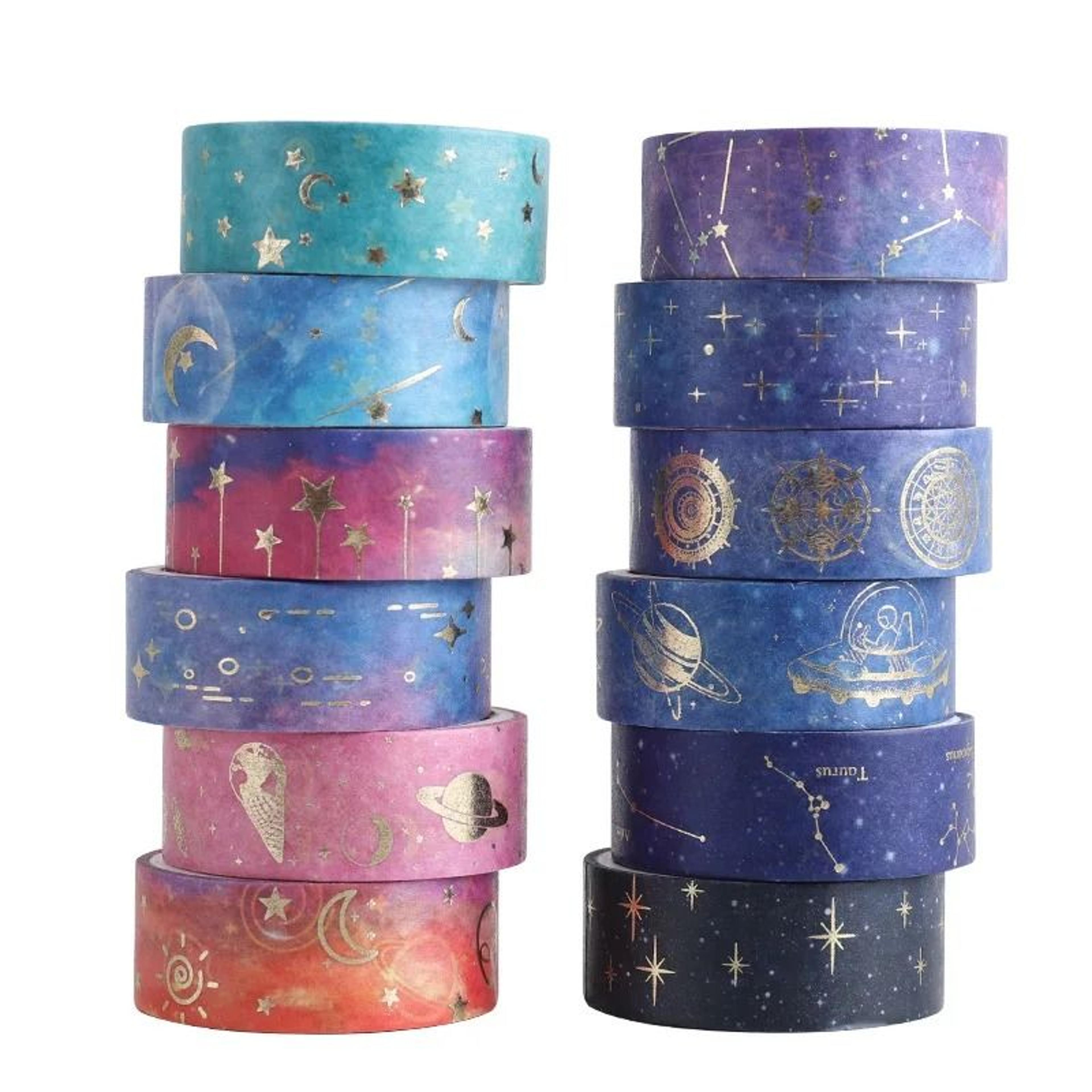 celestial starry night galaxy washi tape set