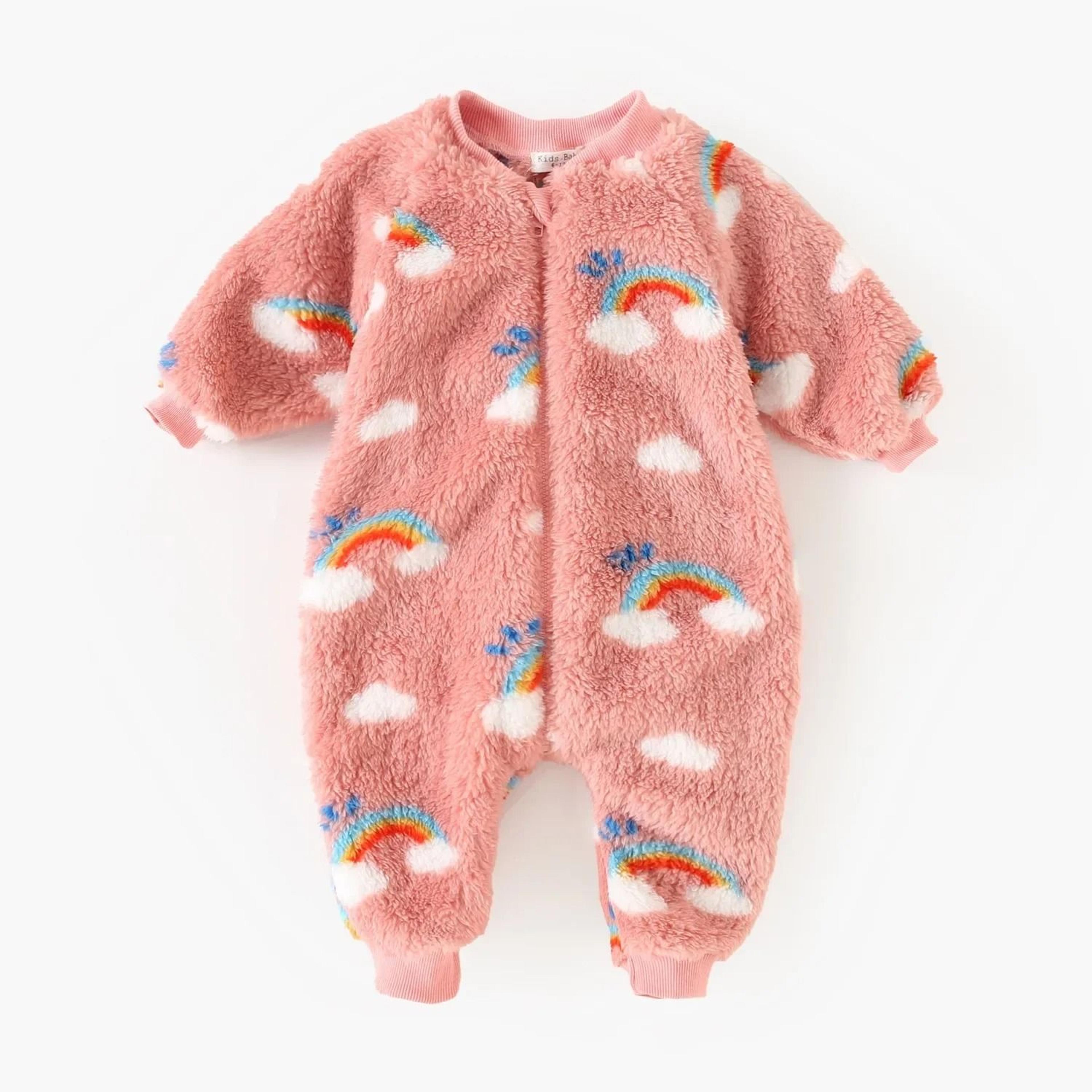 rainbow cloud fluffy fleece-lined jumpsuit