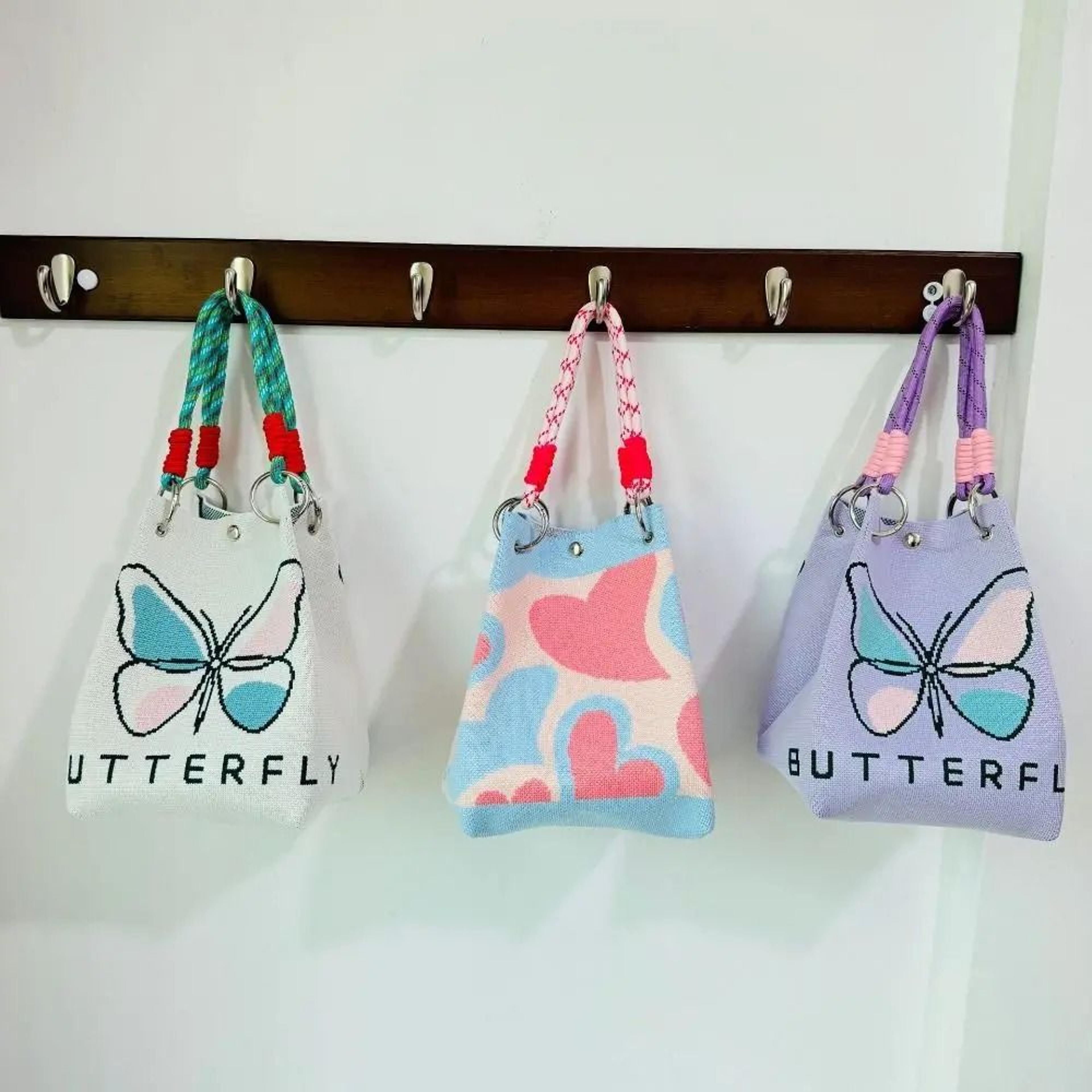 butterfly knitted bucket handbag