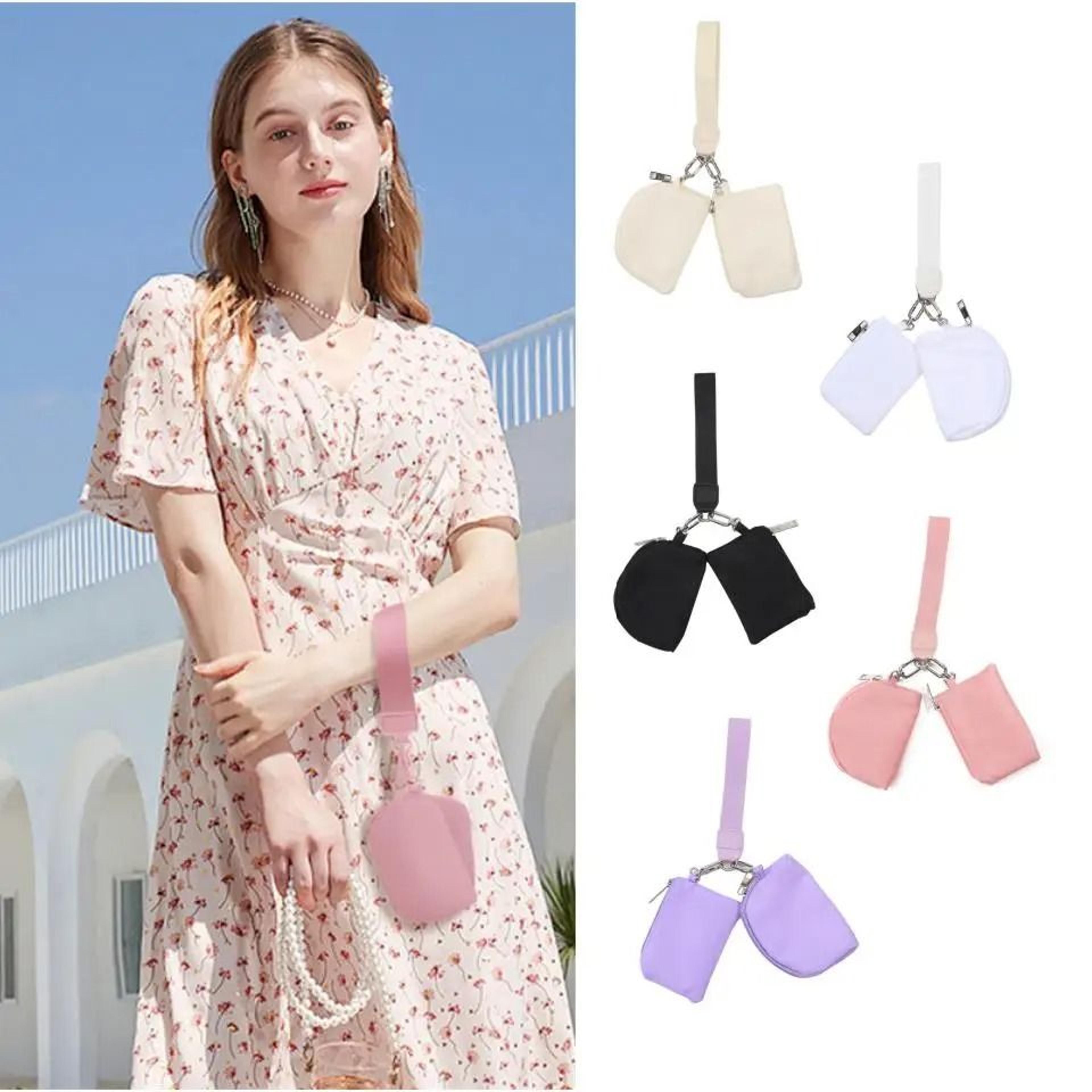 portable mini zip-around keychain wristlet