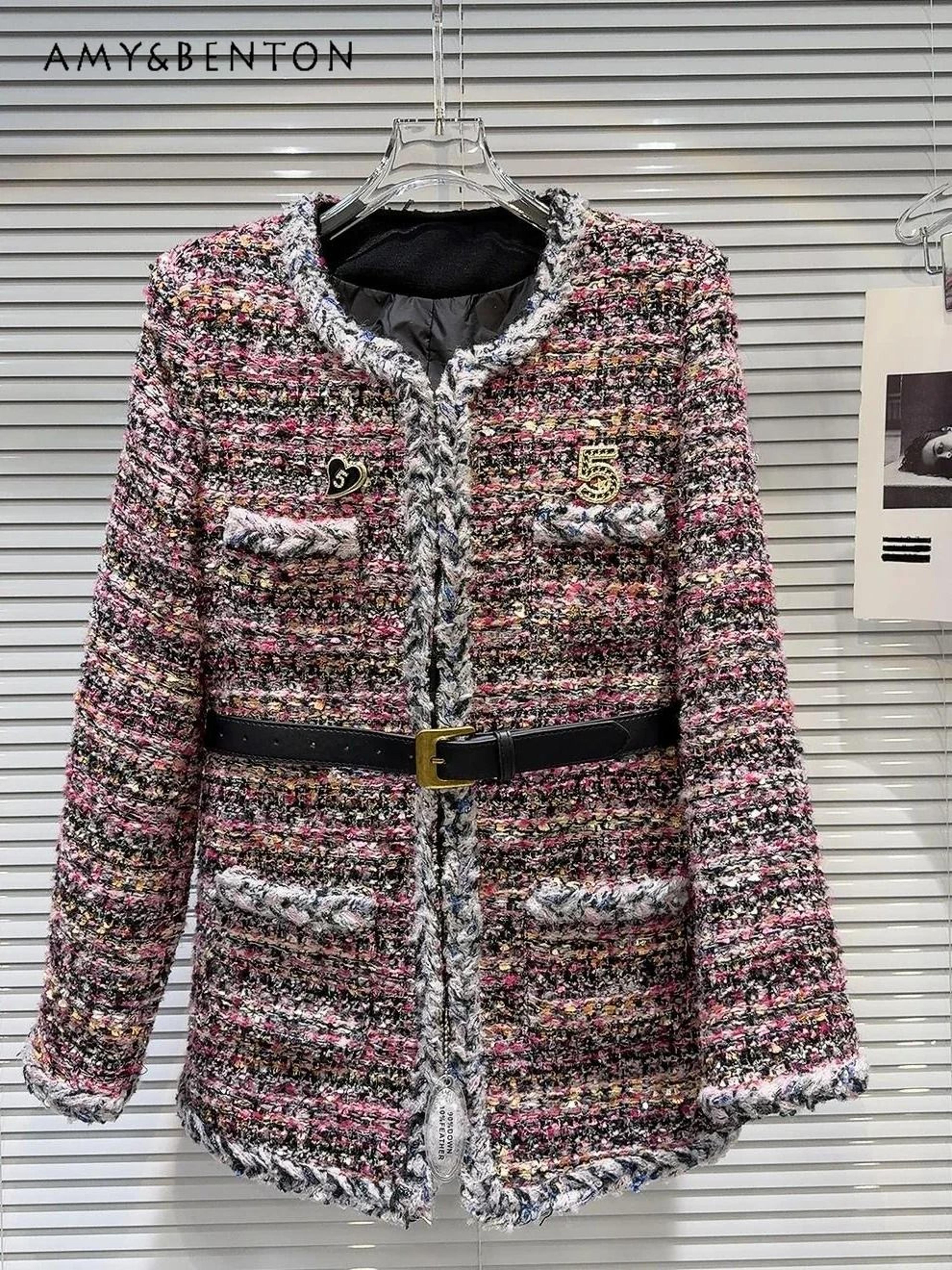 french temperament tweed down-lined winter coat
